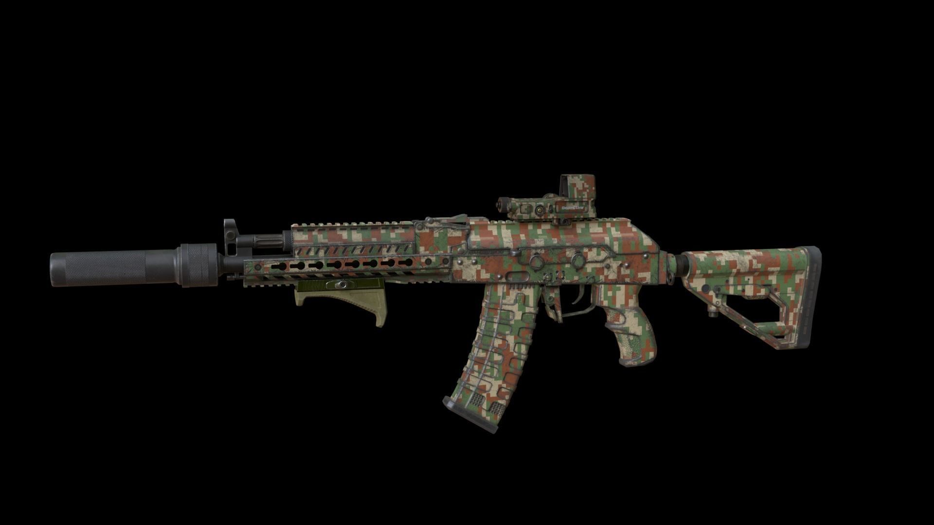 ASR-14 camouflage AK47 based rifle Low-poly 3D model_12