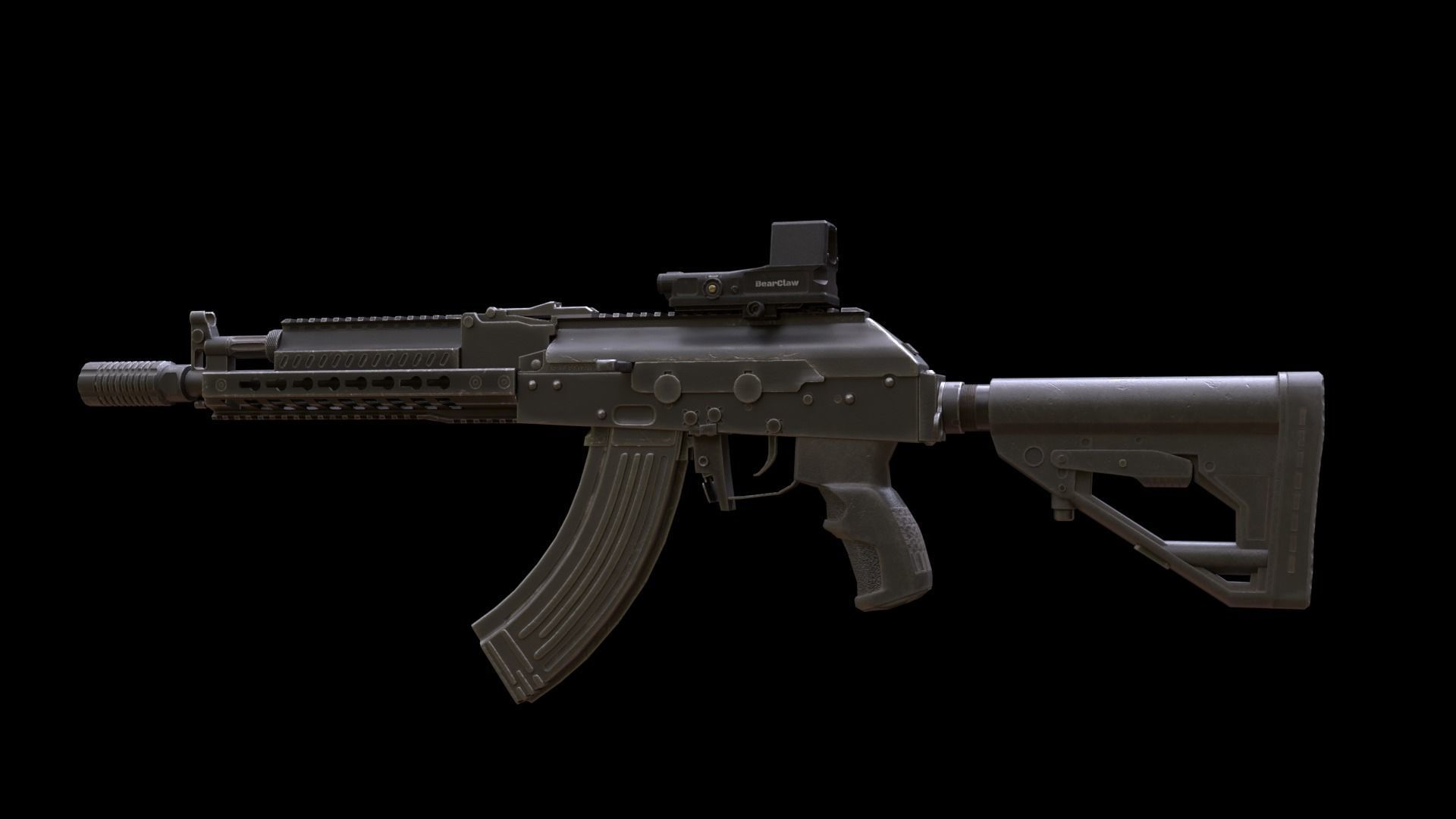 ASR-14 camouflage AK47 based rifle Low-poly 3D model_5