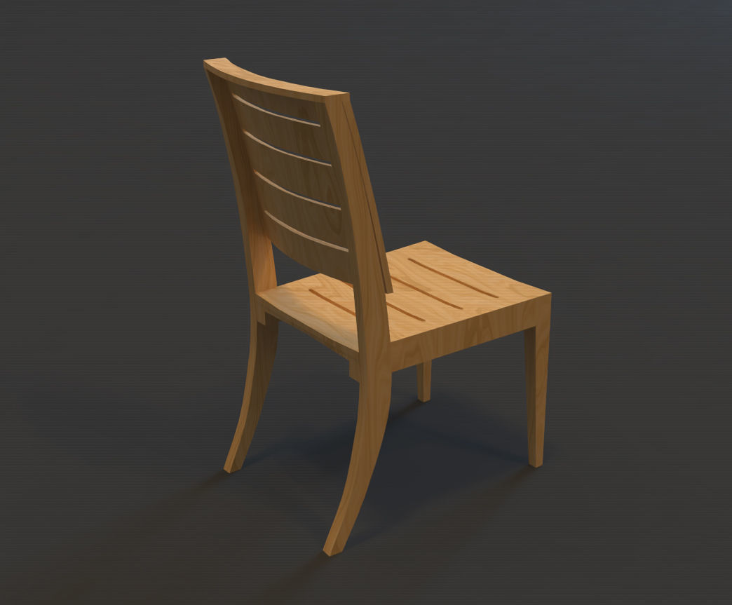 Wooden Chair 3D Model Low-poly 3D model_2