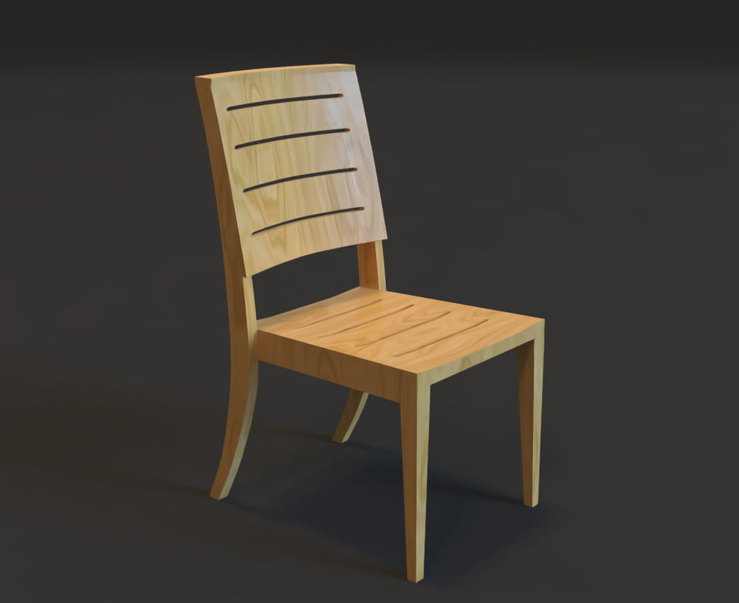 Wooden Chair 3D Model Low-poly 3D model_10