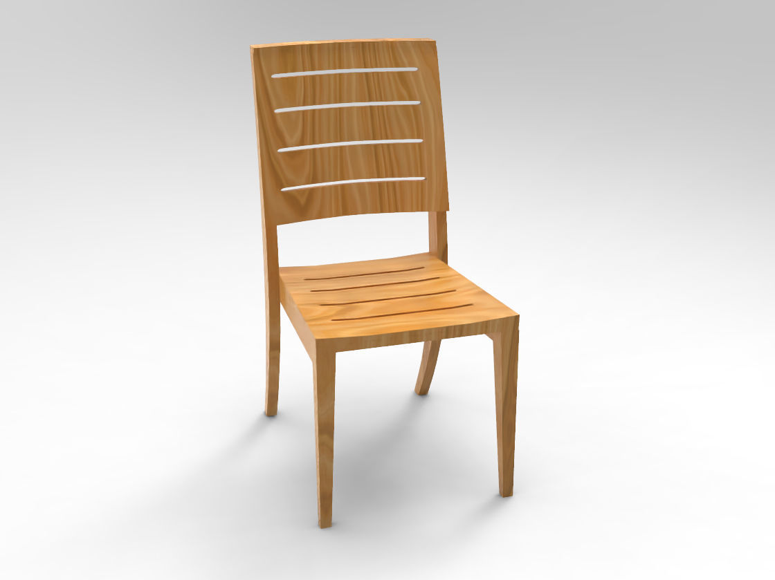 Wooden Chair 3D Model Low-poly 3D model_4