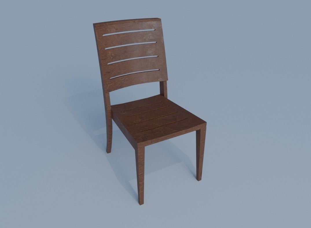 Wooden Chair 3D Model Low-poly 3D model_11