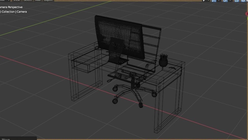 Small desk 3D model_7