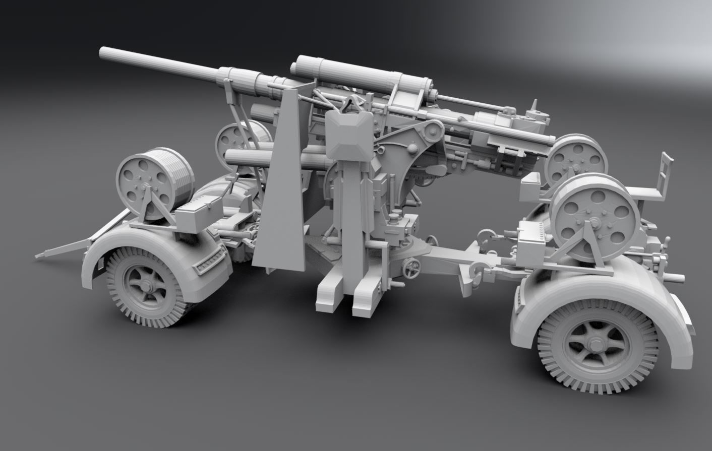 Flak 88 WWII Artillery Scale model 3D print model_1