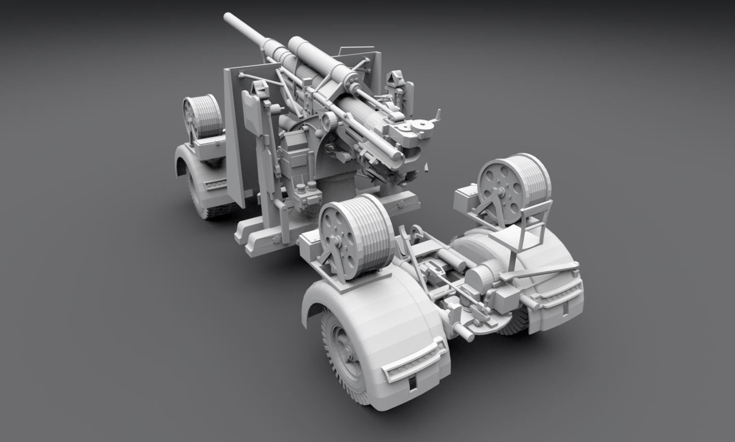 Flak 88 WWII Artillery Scale model 3D print model_2