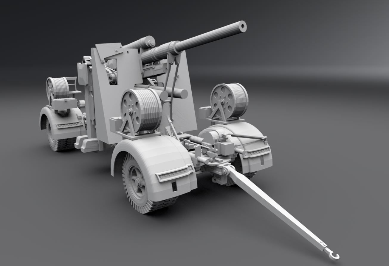 Flak 88 WWII Artillery Scale model 3D print model_4