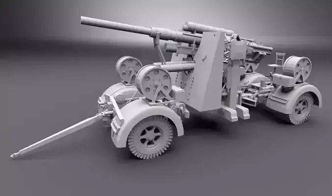 Flak 88 WWII Artillery Scale model 3D print model
