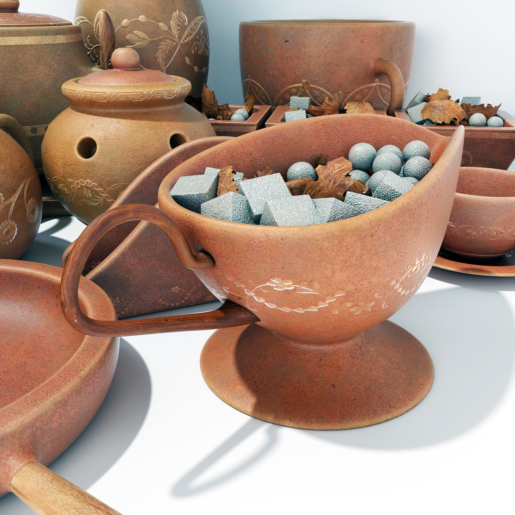 Dishes clay decor n16 3D model_26