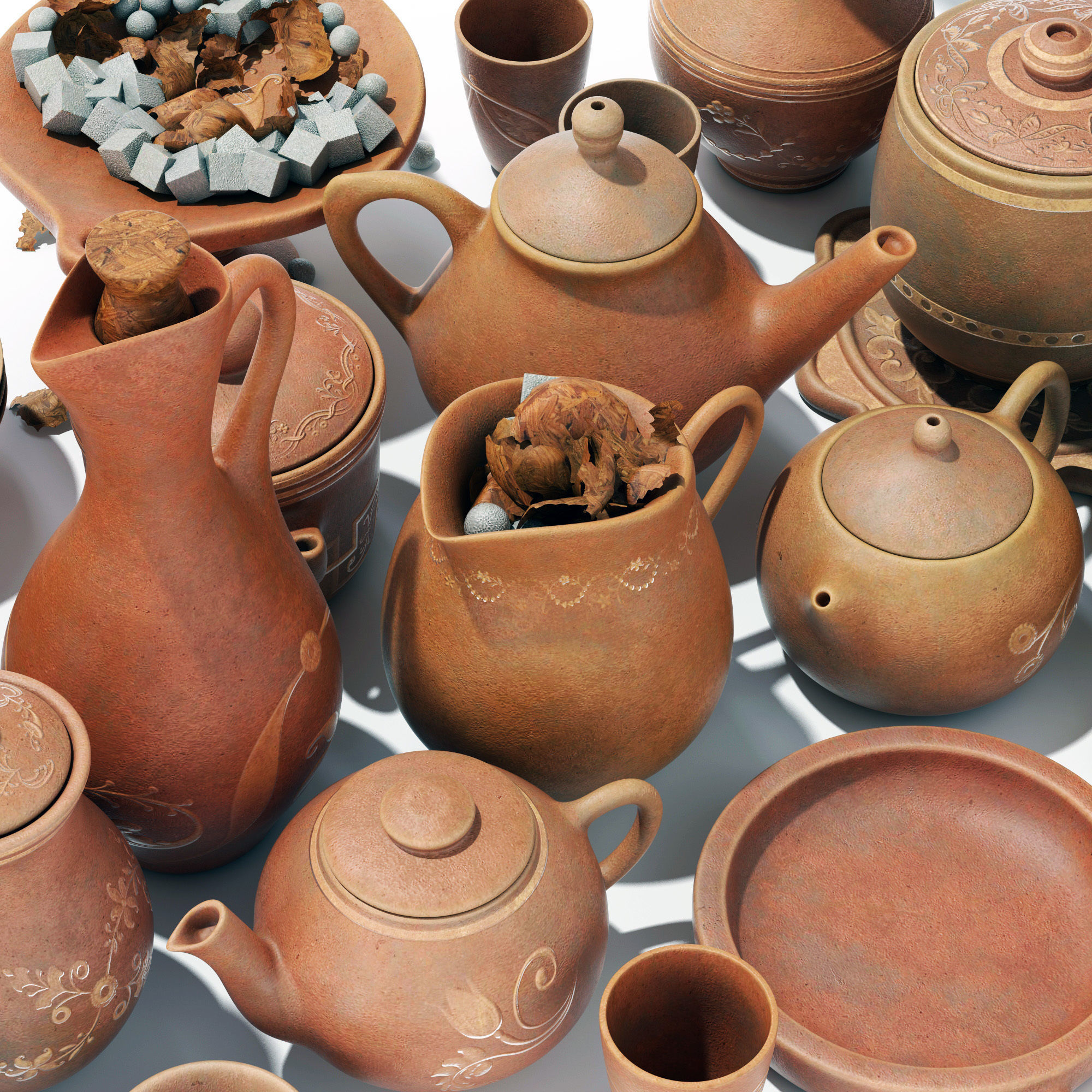 Dishes clay decor n16 3D model_13