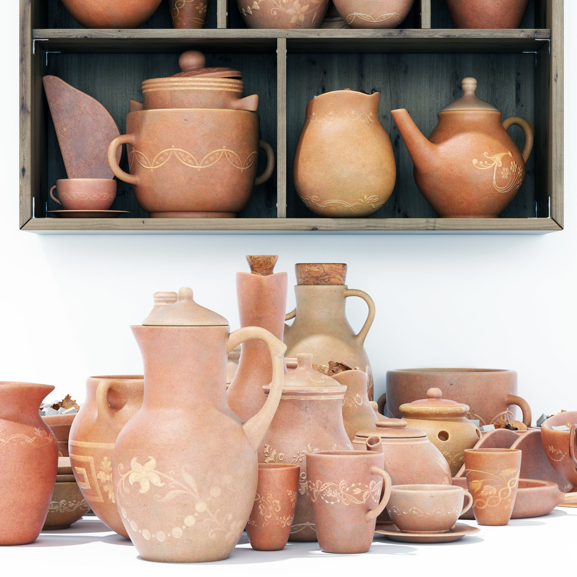 Dishes clay decor n16 3D model_19