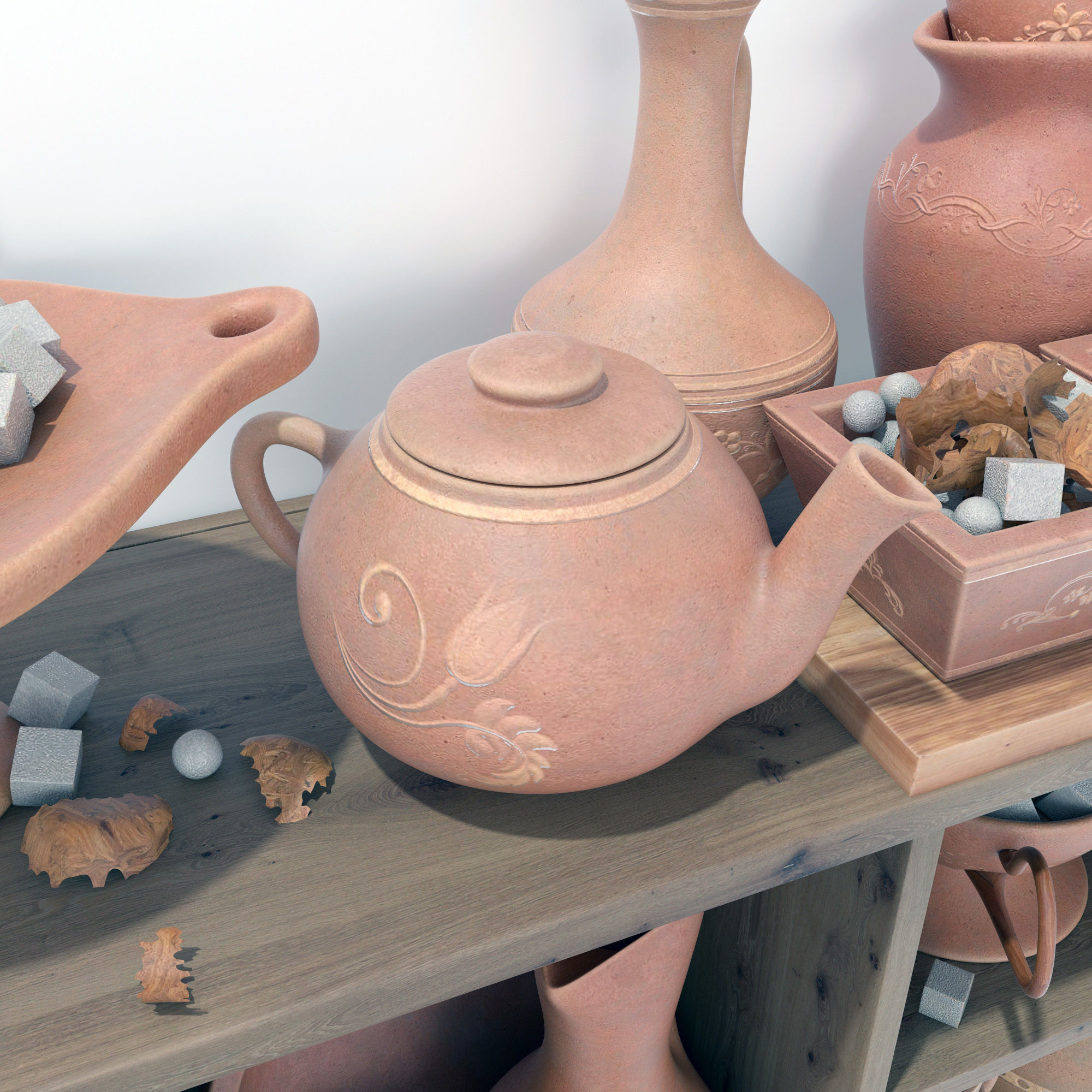 Dishes clay decor n16 3D model_10