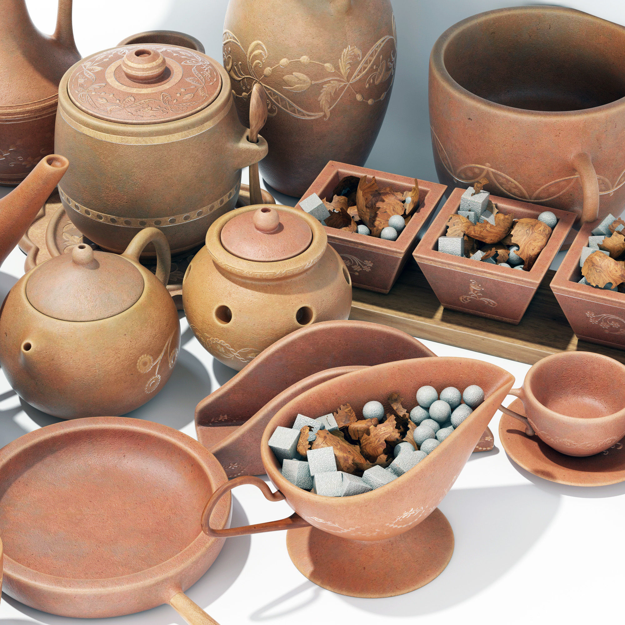 Dishes clay decor n16 3D model_20