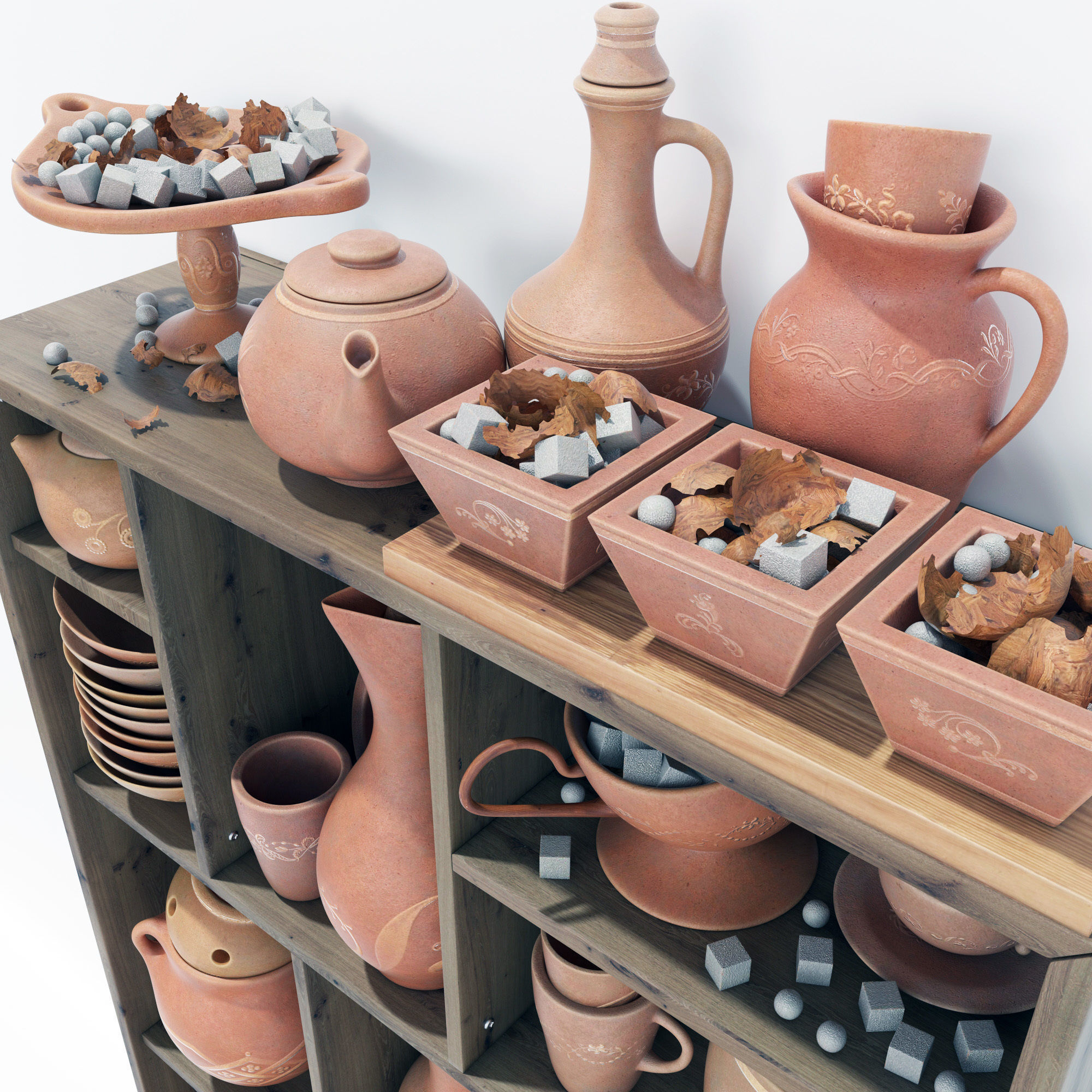 Dishes clay decor n16 3D model_24