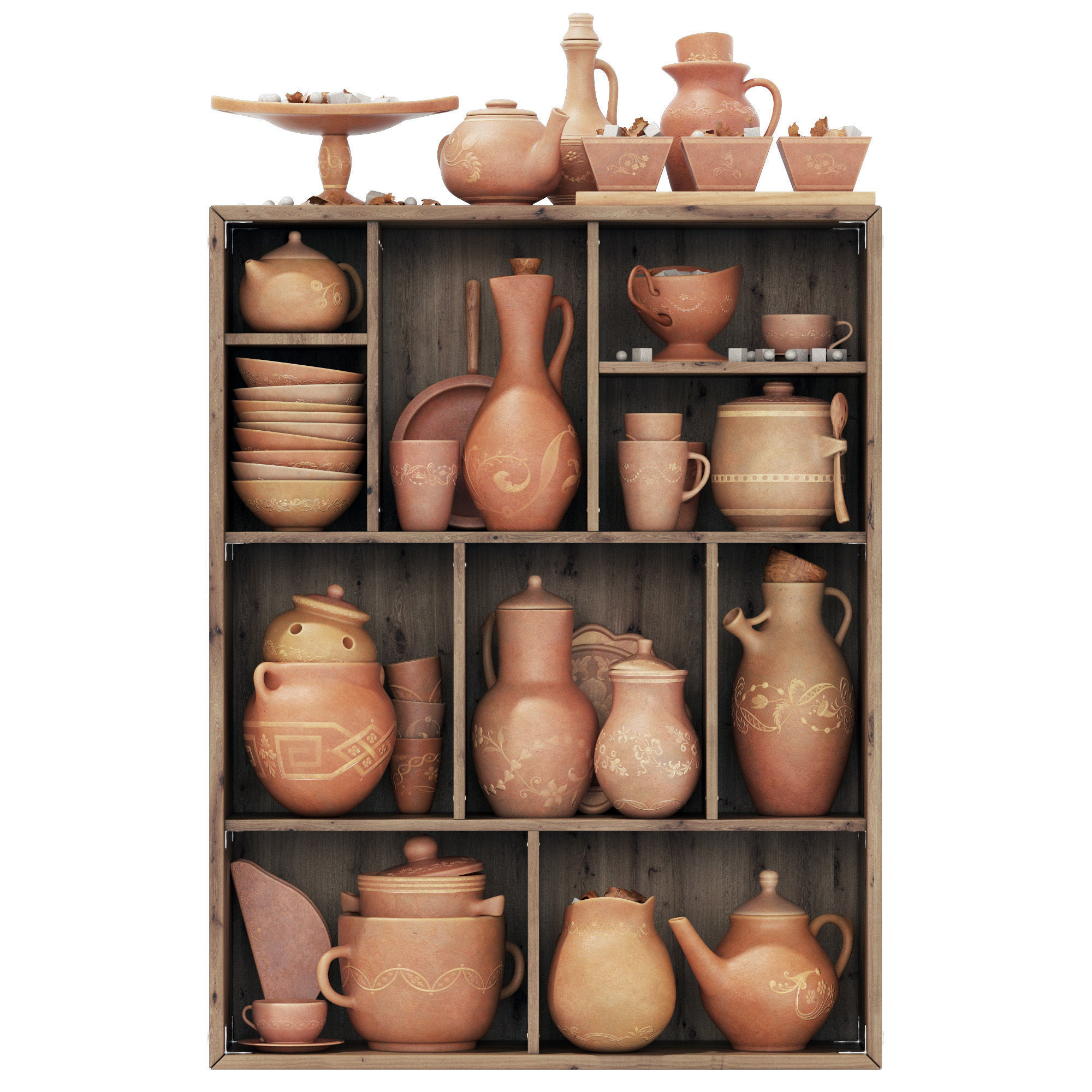 Dishes clay decor n16 3D model_1