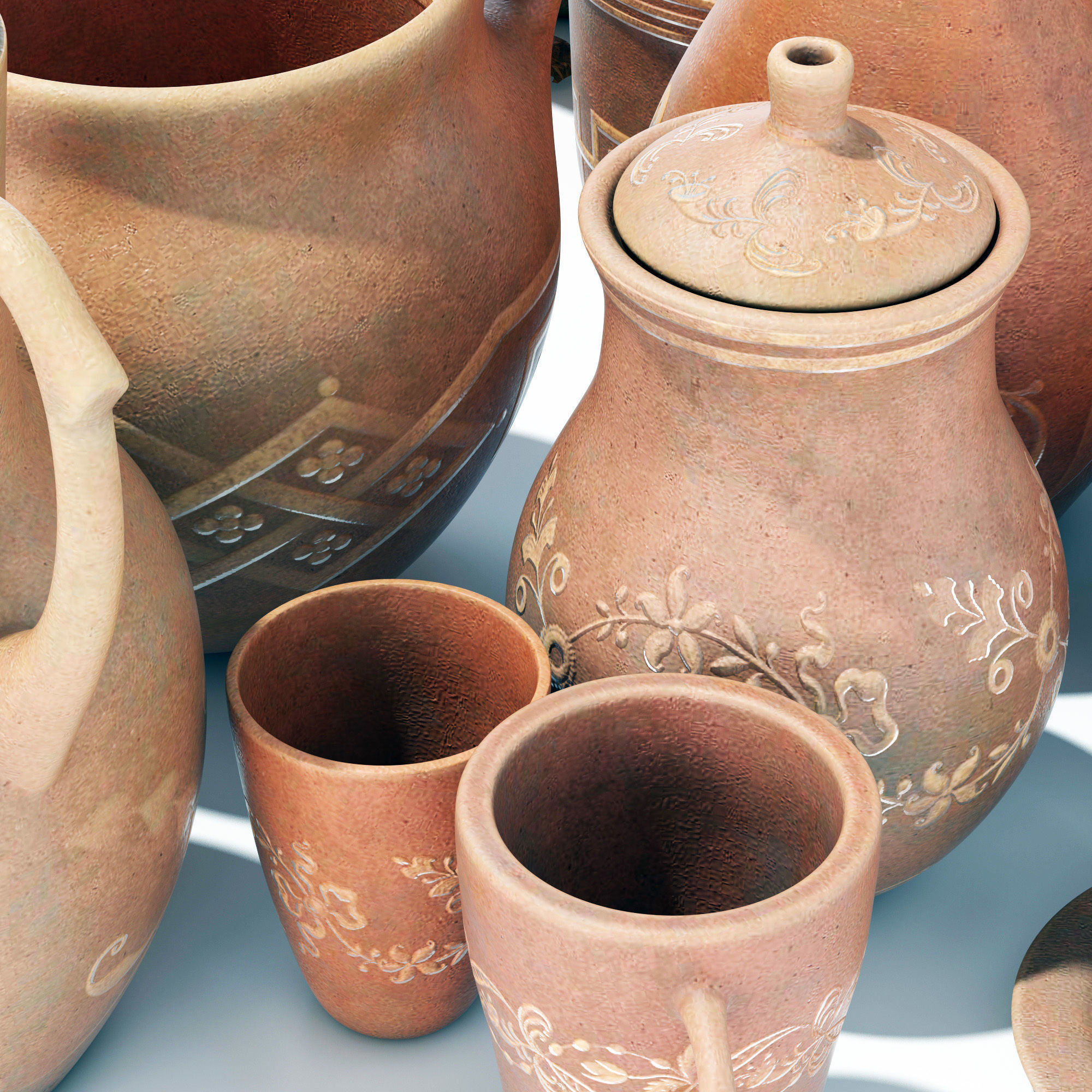 Dishes clay decor n16 3D model_21