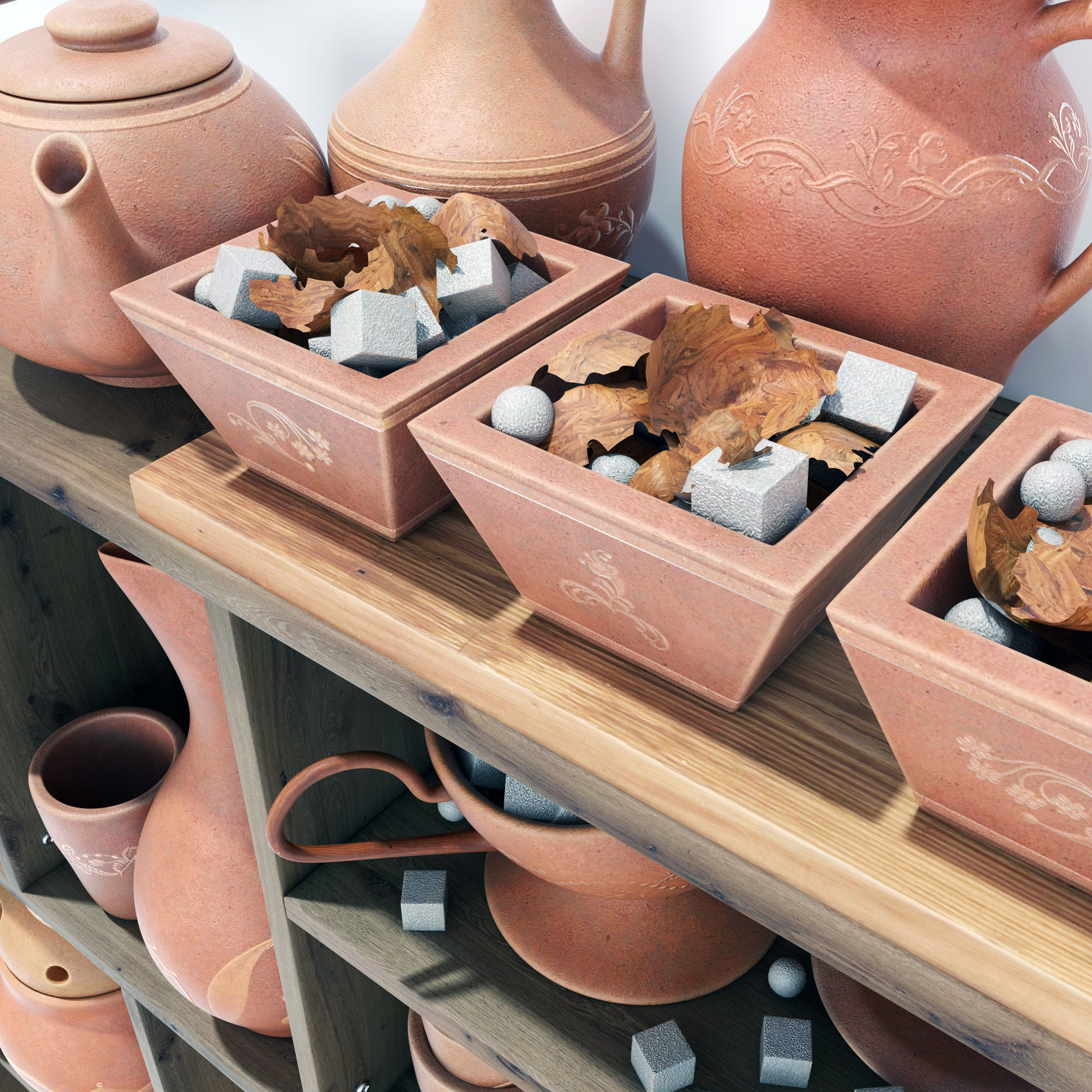 Dishes clay decor n16 3D model_4