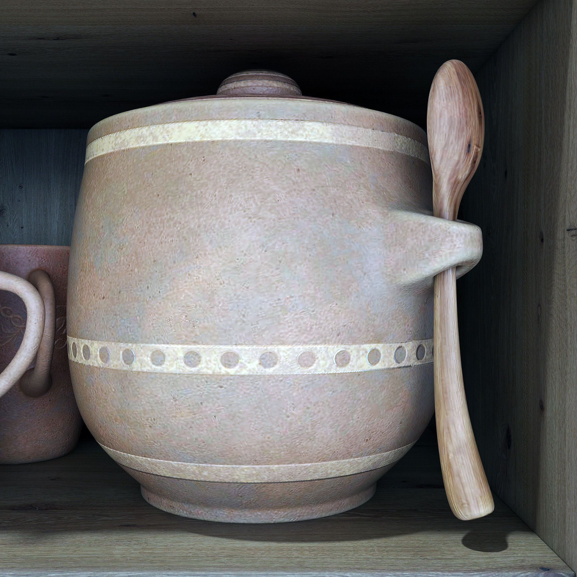 Dishes clay decor n16 3D model_5