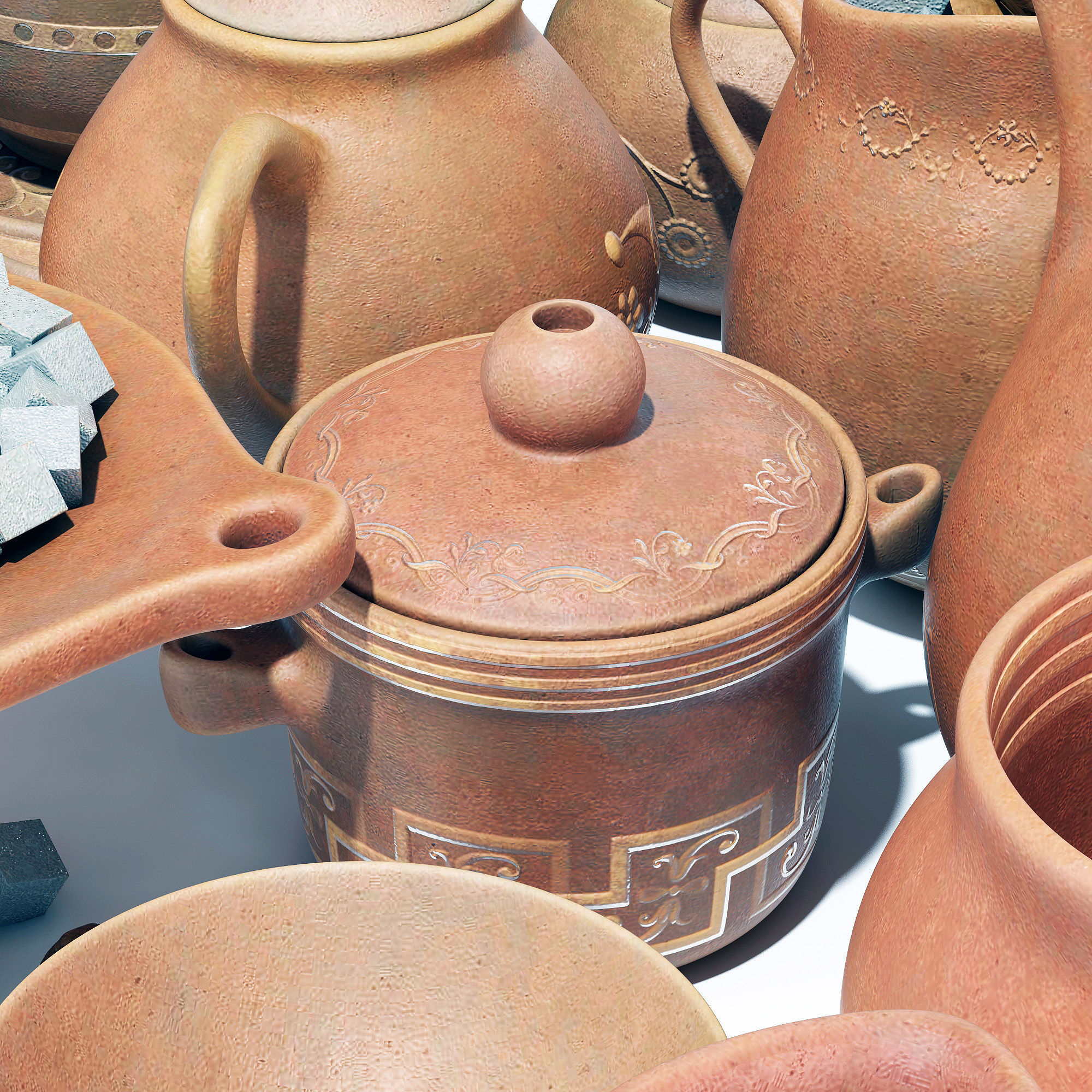 Dishes clay decor n16 3D model_11