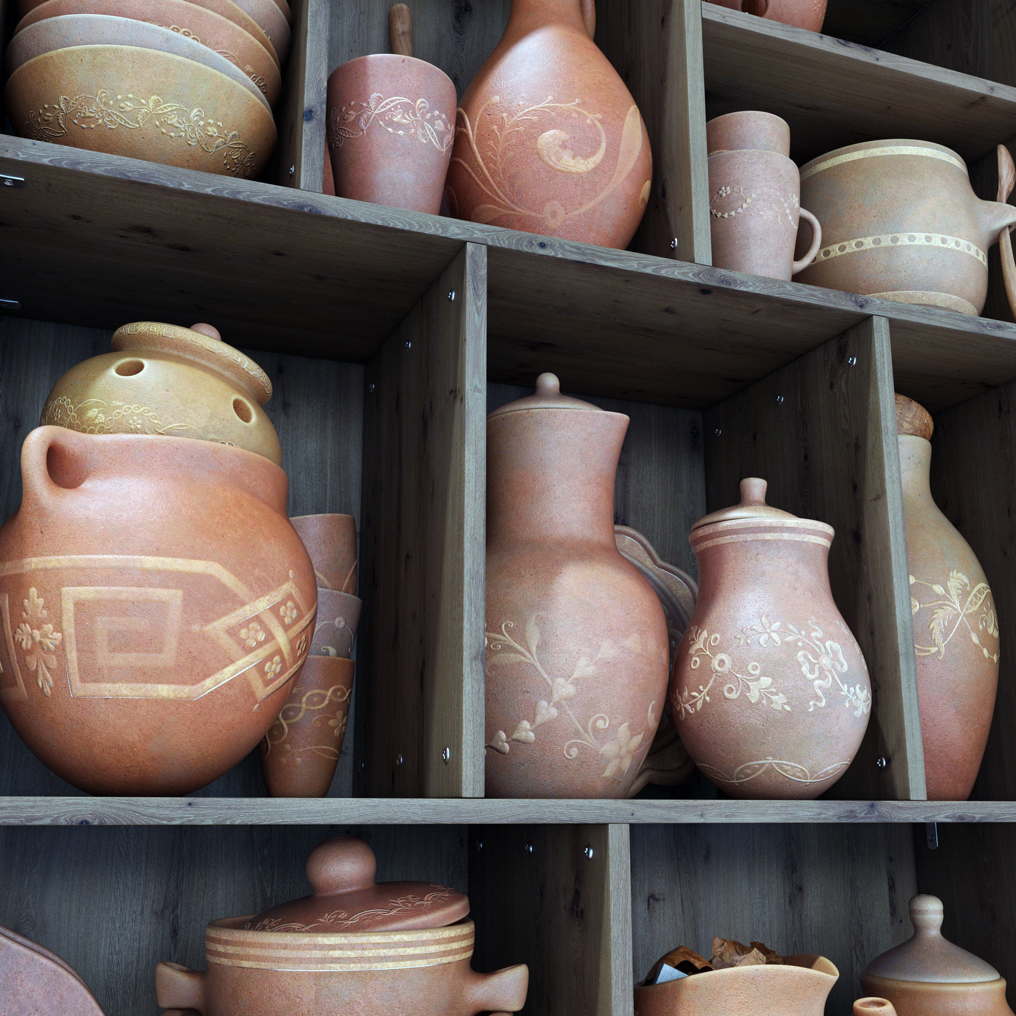 Dishes clay decor n16 3D model_25