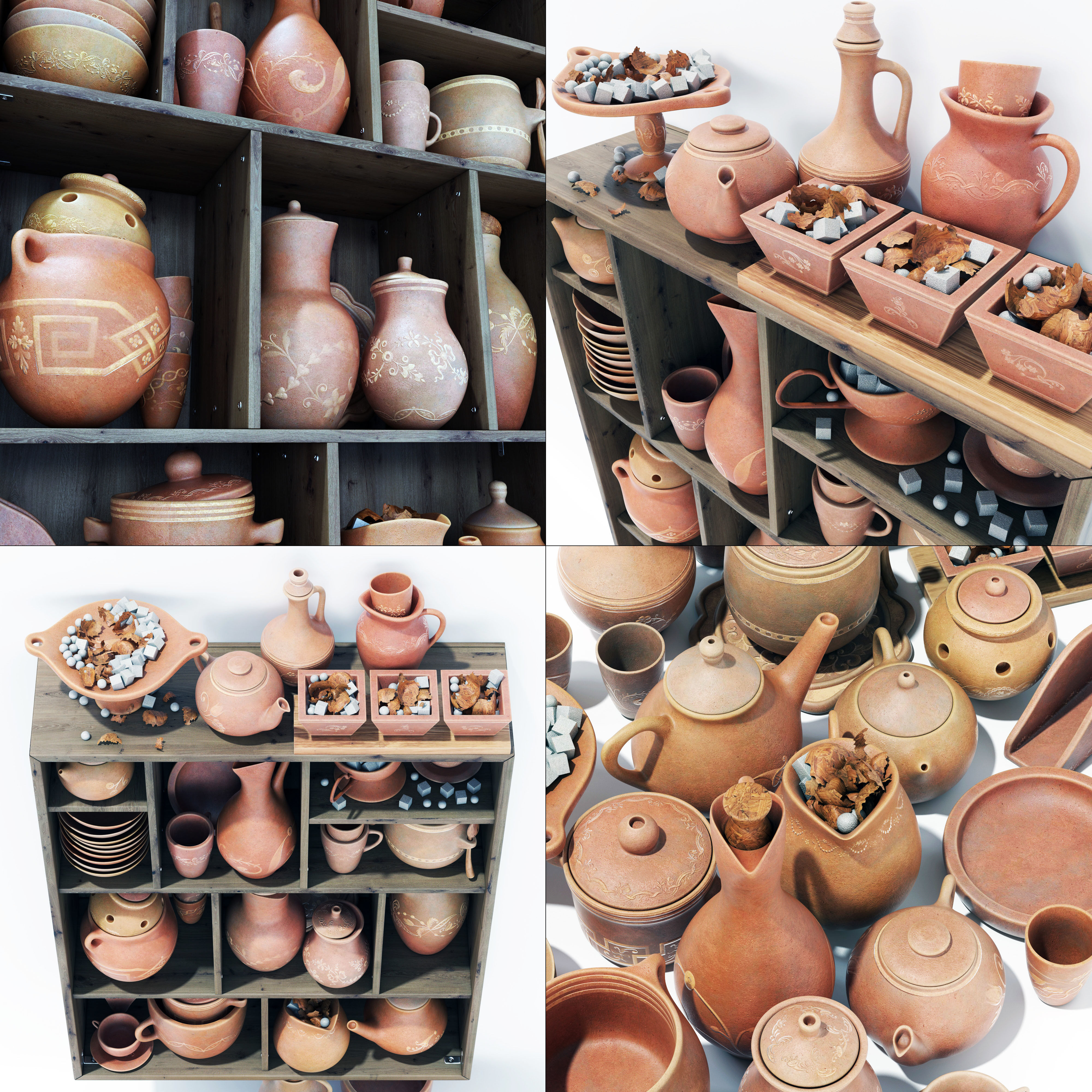 Dishes clay decor n16 3D model_12