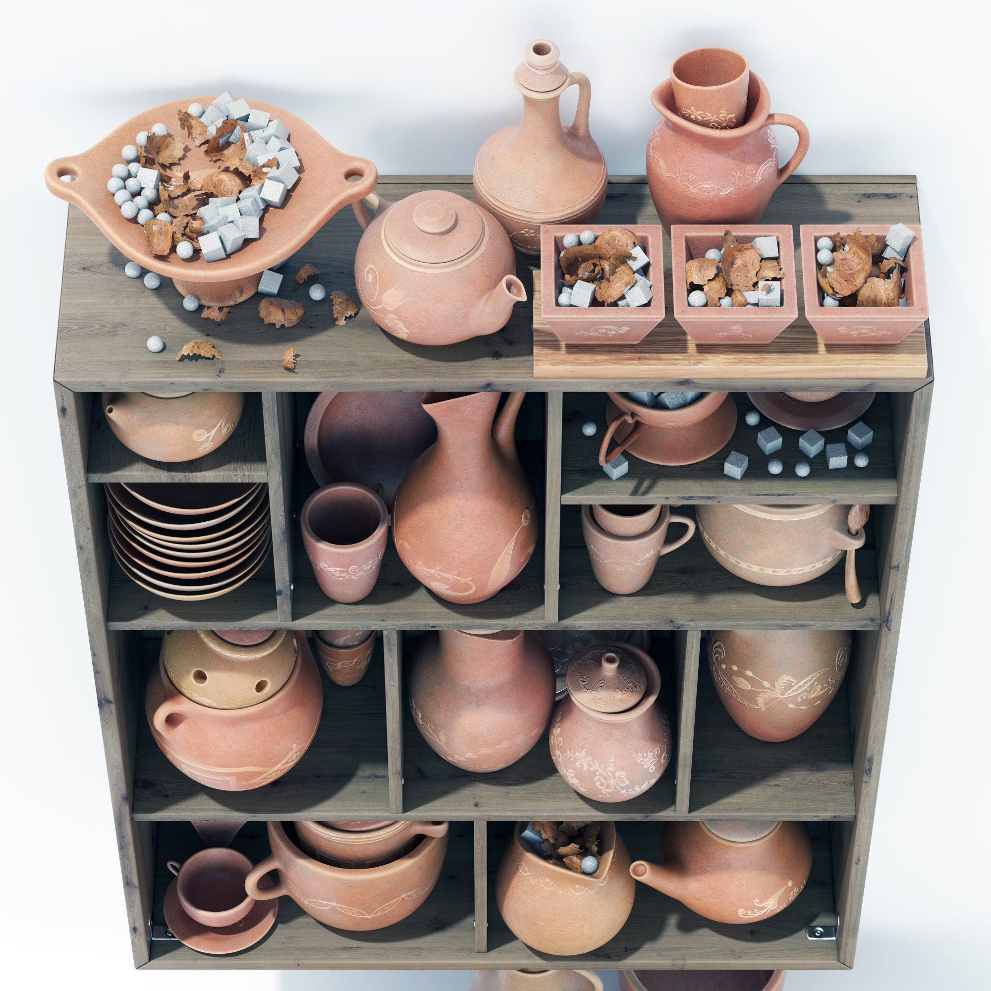 Dishes clay decor n16 3D model_17