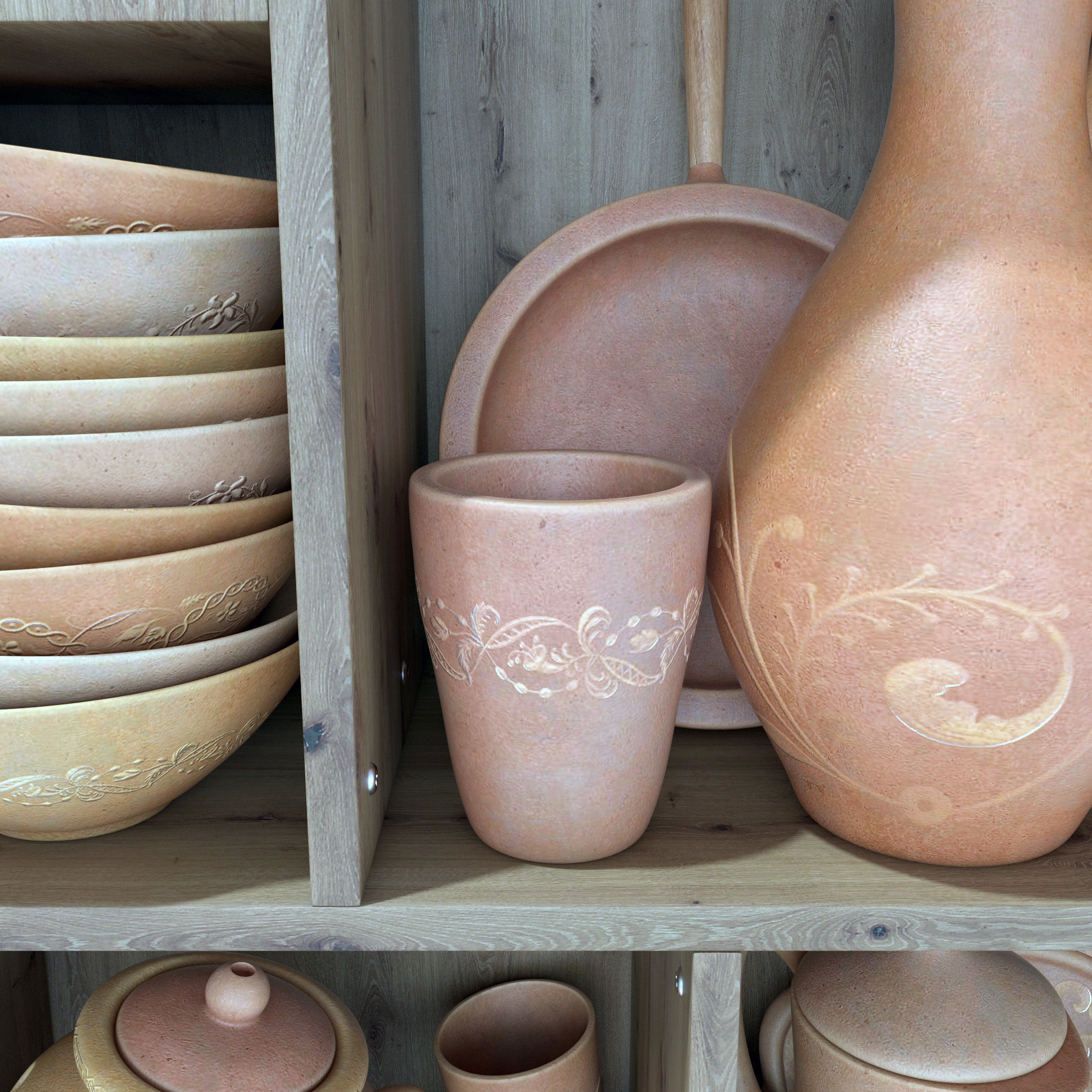 Dishes clay decor n16 3D model_9