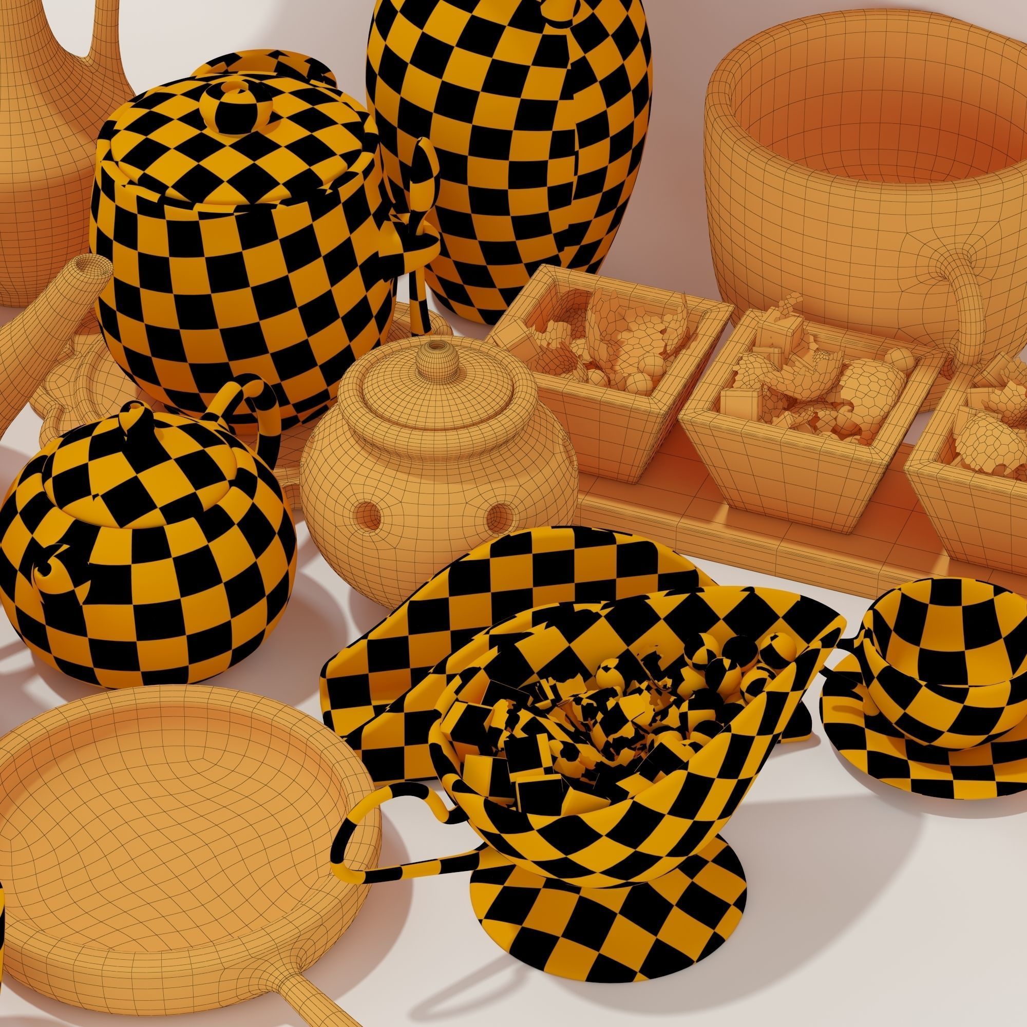 Dishes clay decor n16 3D model_31