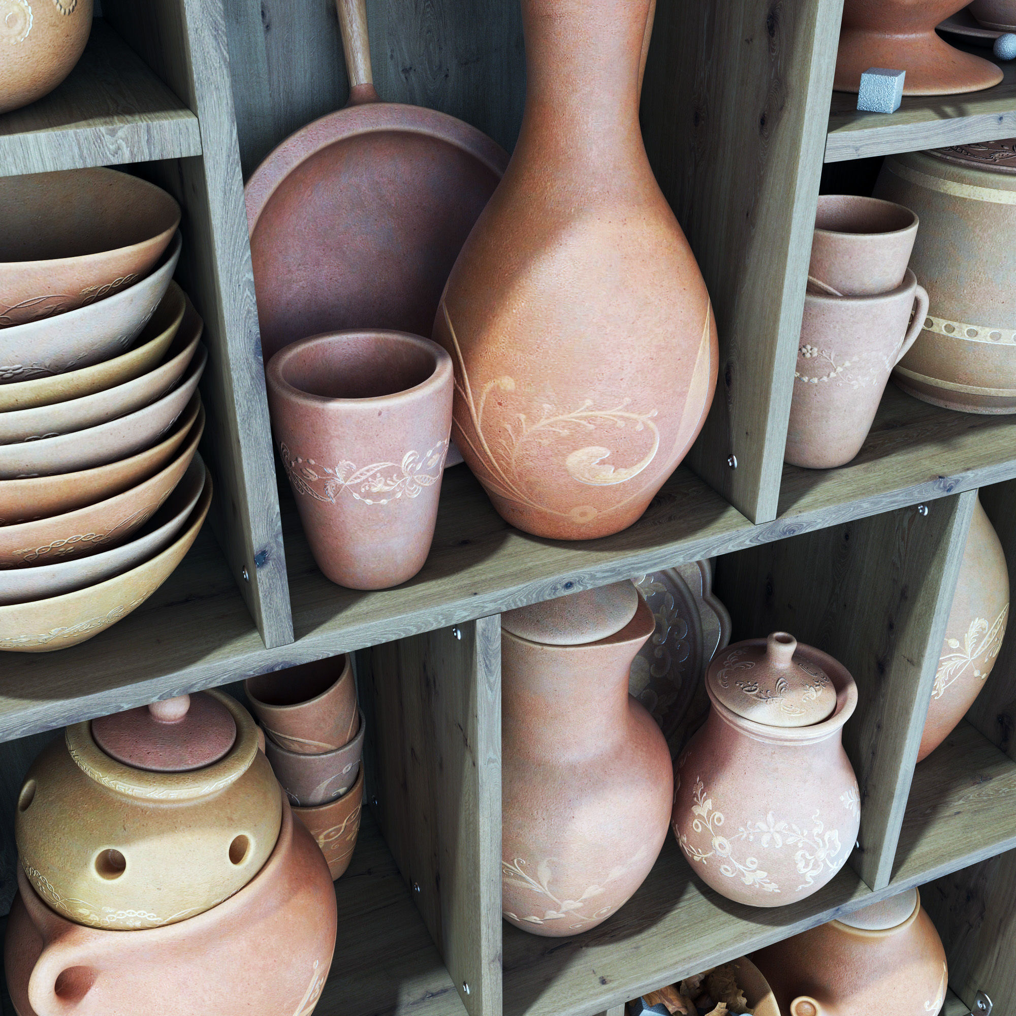 Dishes clay decor n16 3D model_2