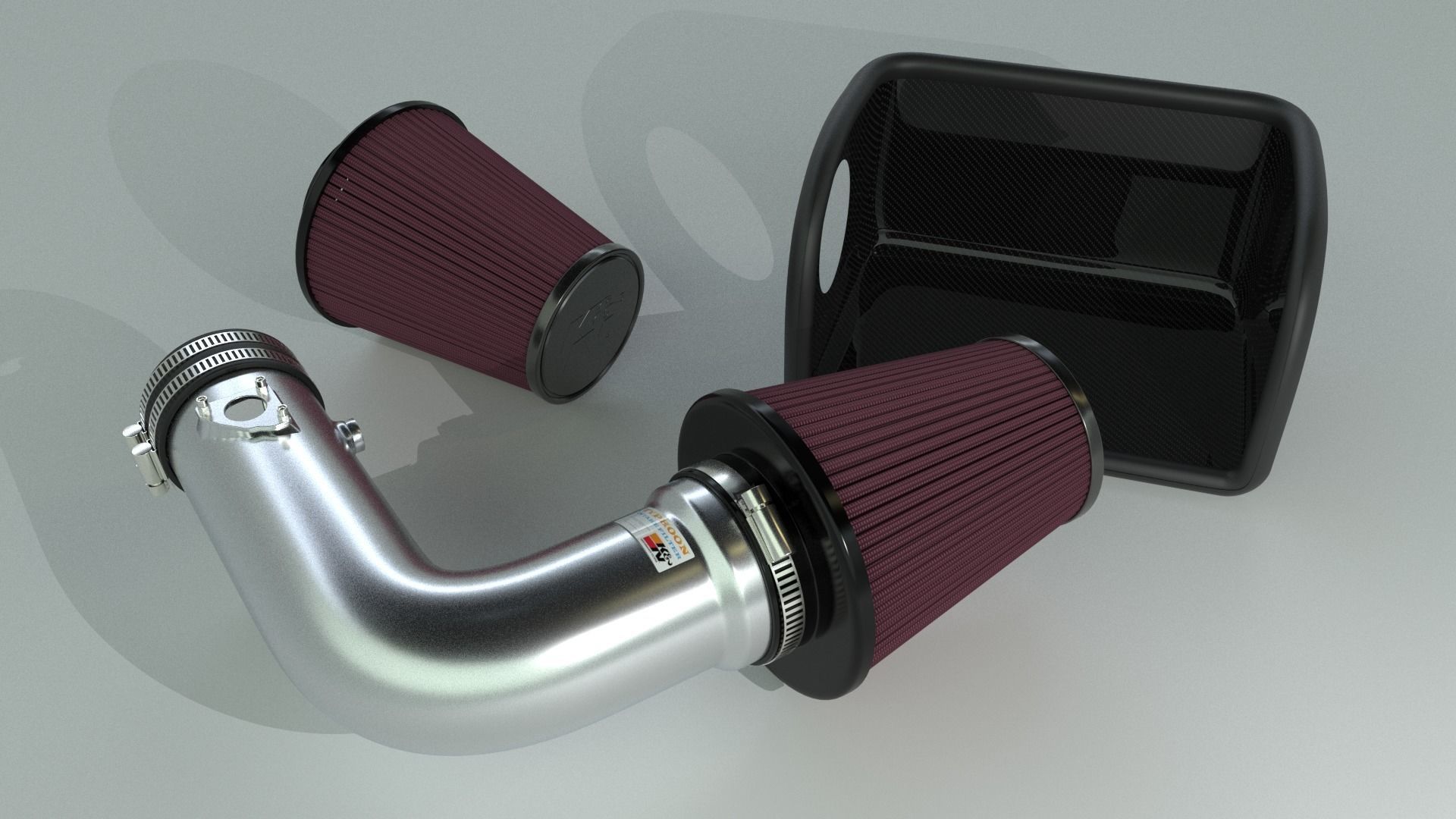 K and N cold air intake filter 3D model_3