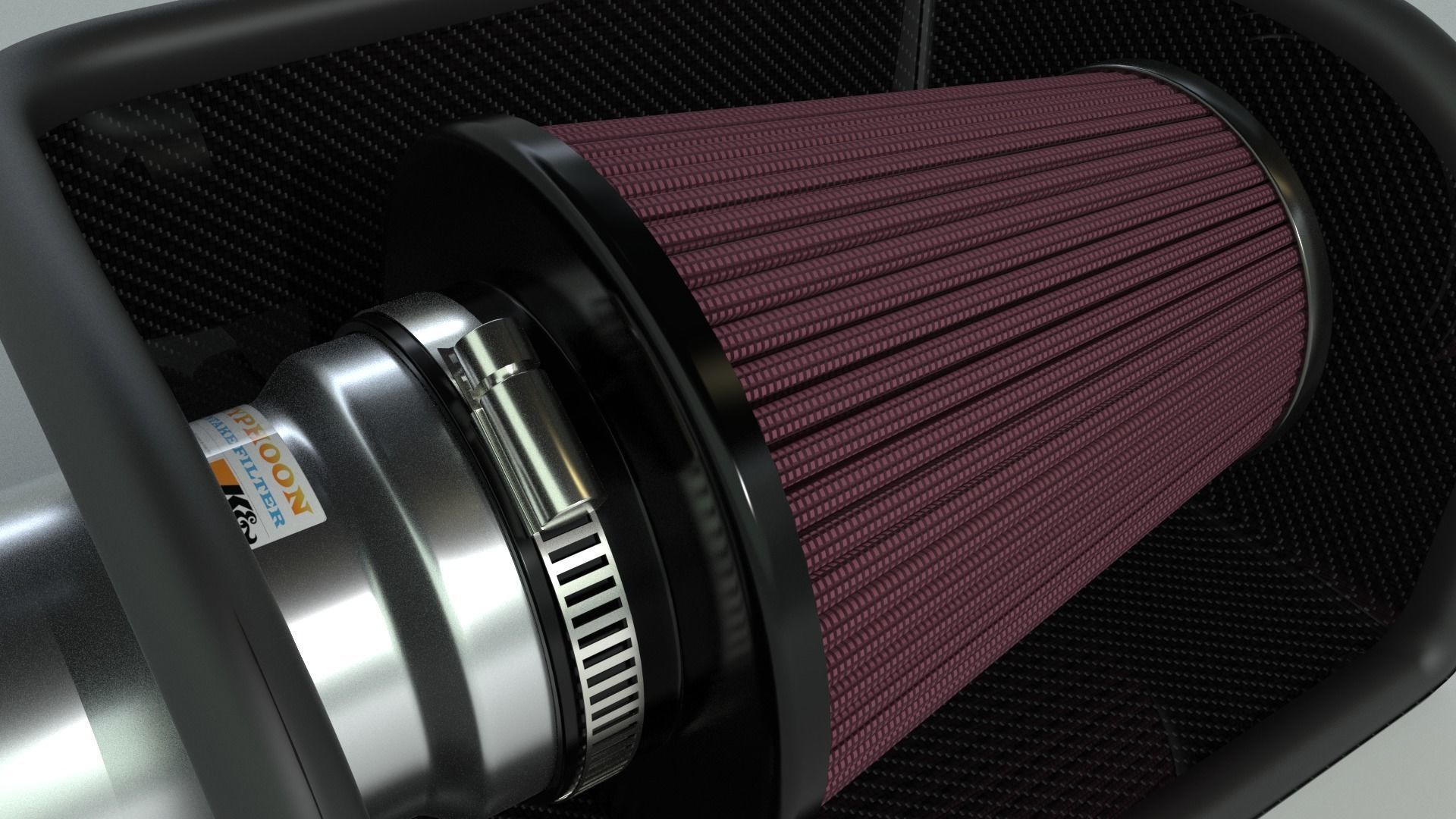 K and N cold air intake filter 3D model_1