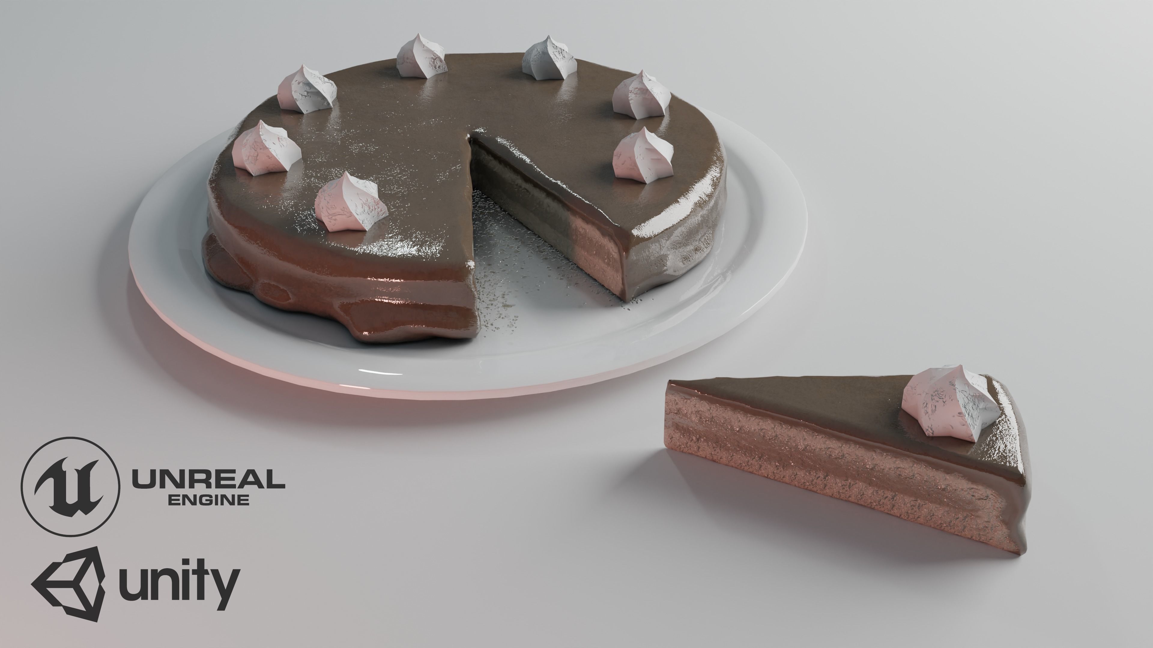 Chocolate Cake Low-poly 3D model_1