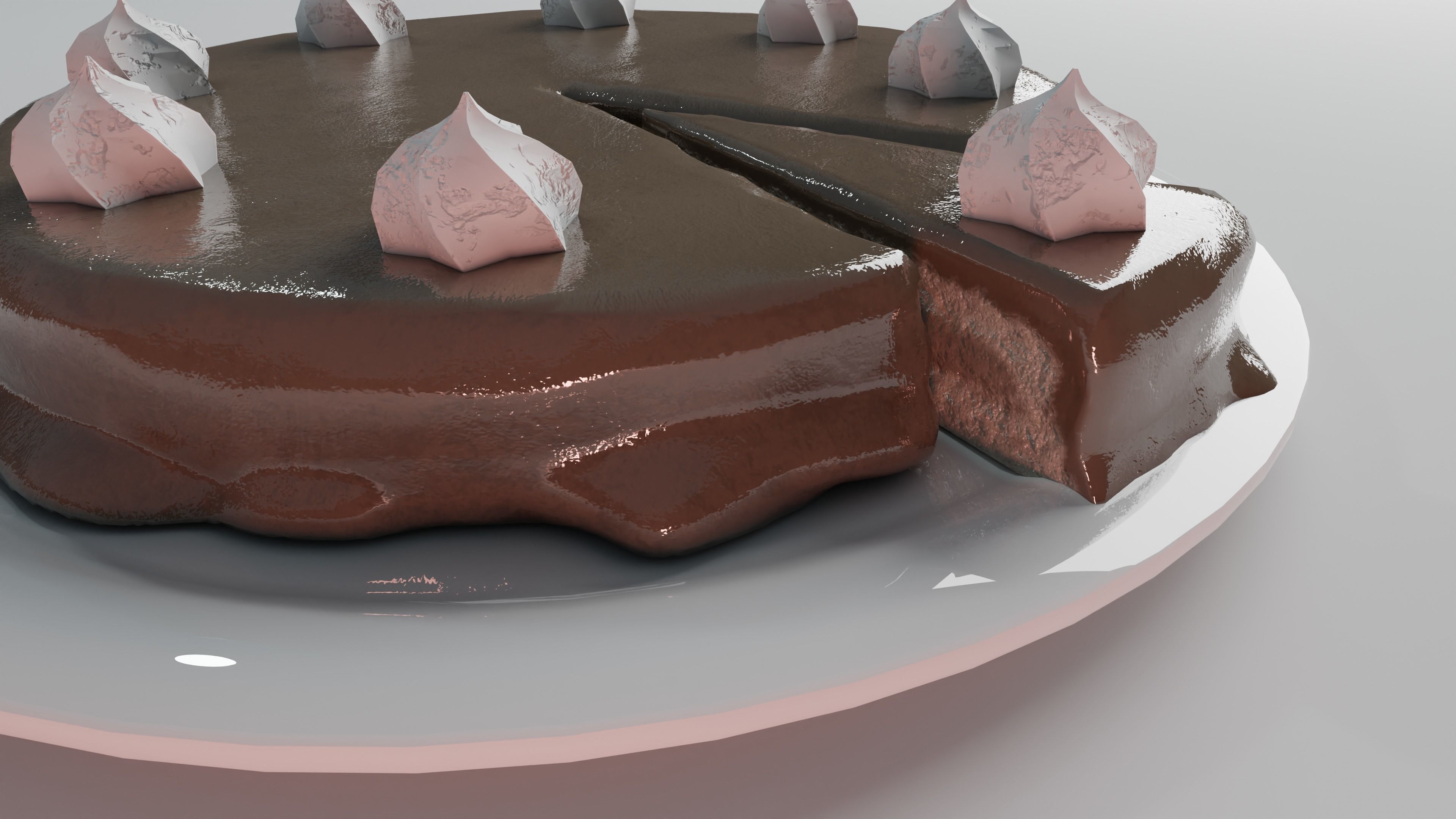 Chocolate Cake Low-poly 3D model_3