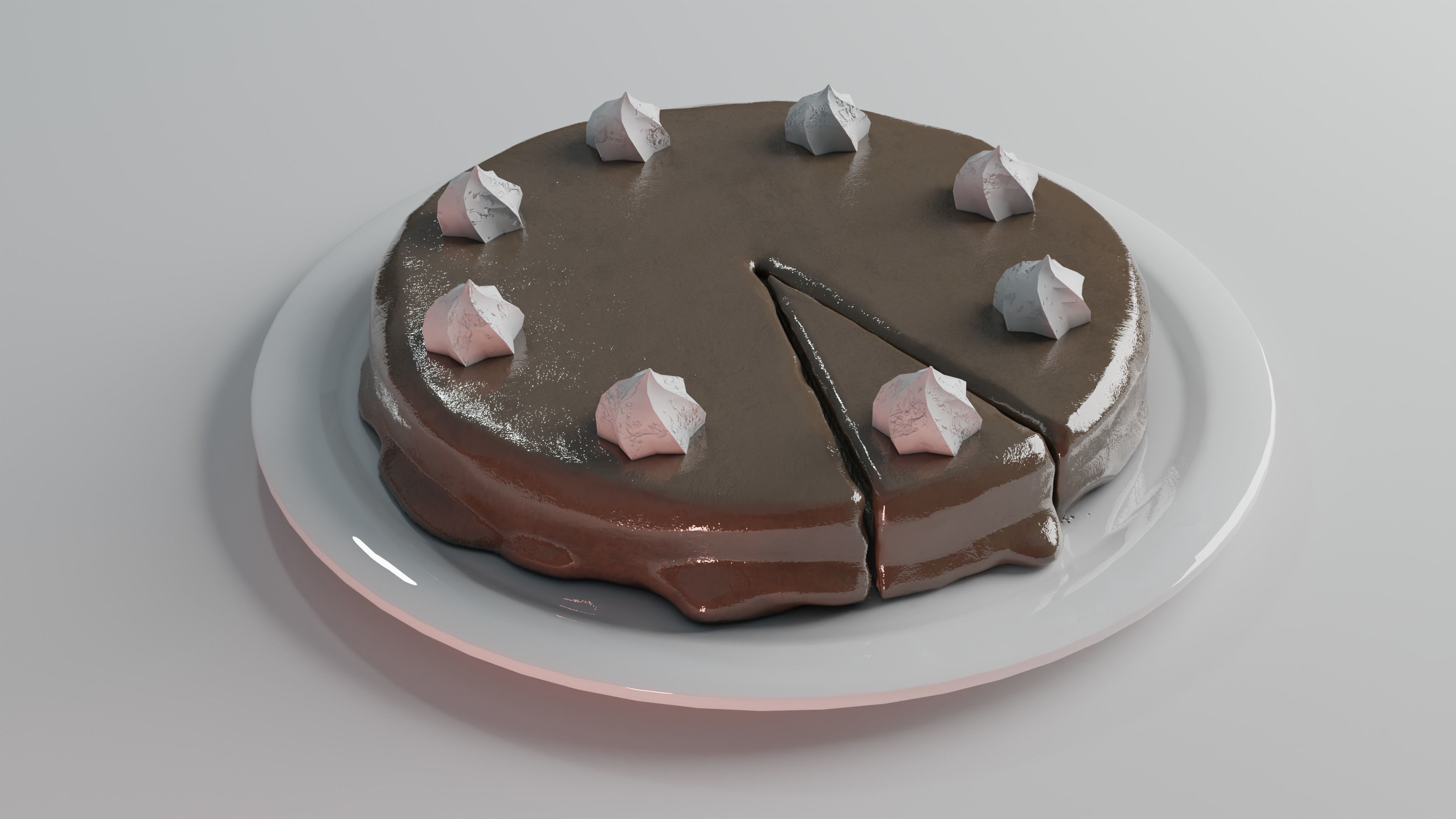 Chocolate Cake Low-poly 3D model_2