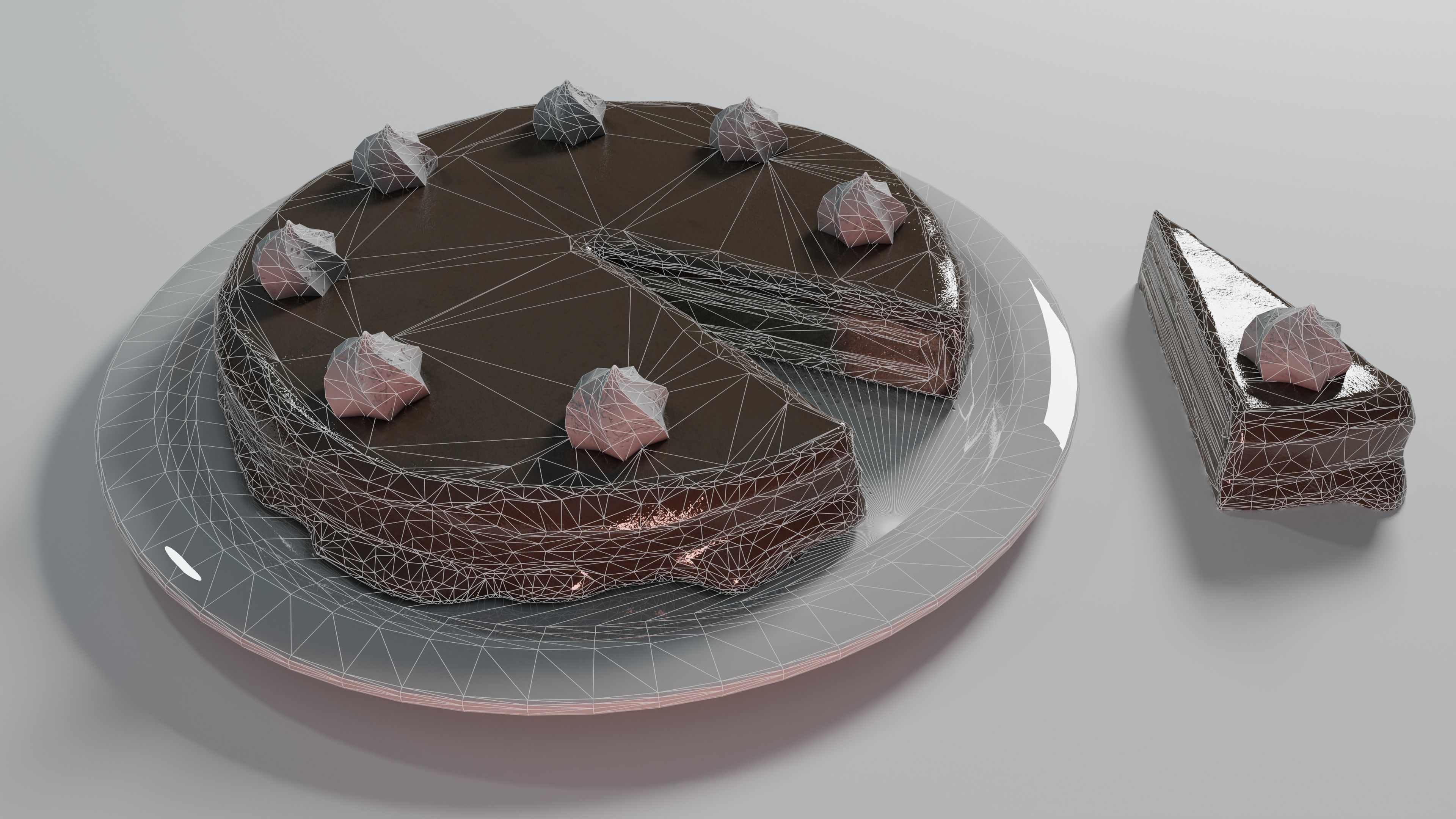 Chocolate Cake Low-poly 3D model_7
