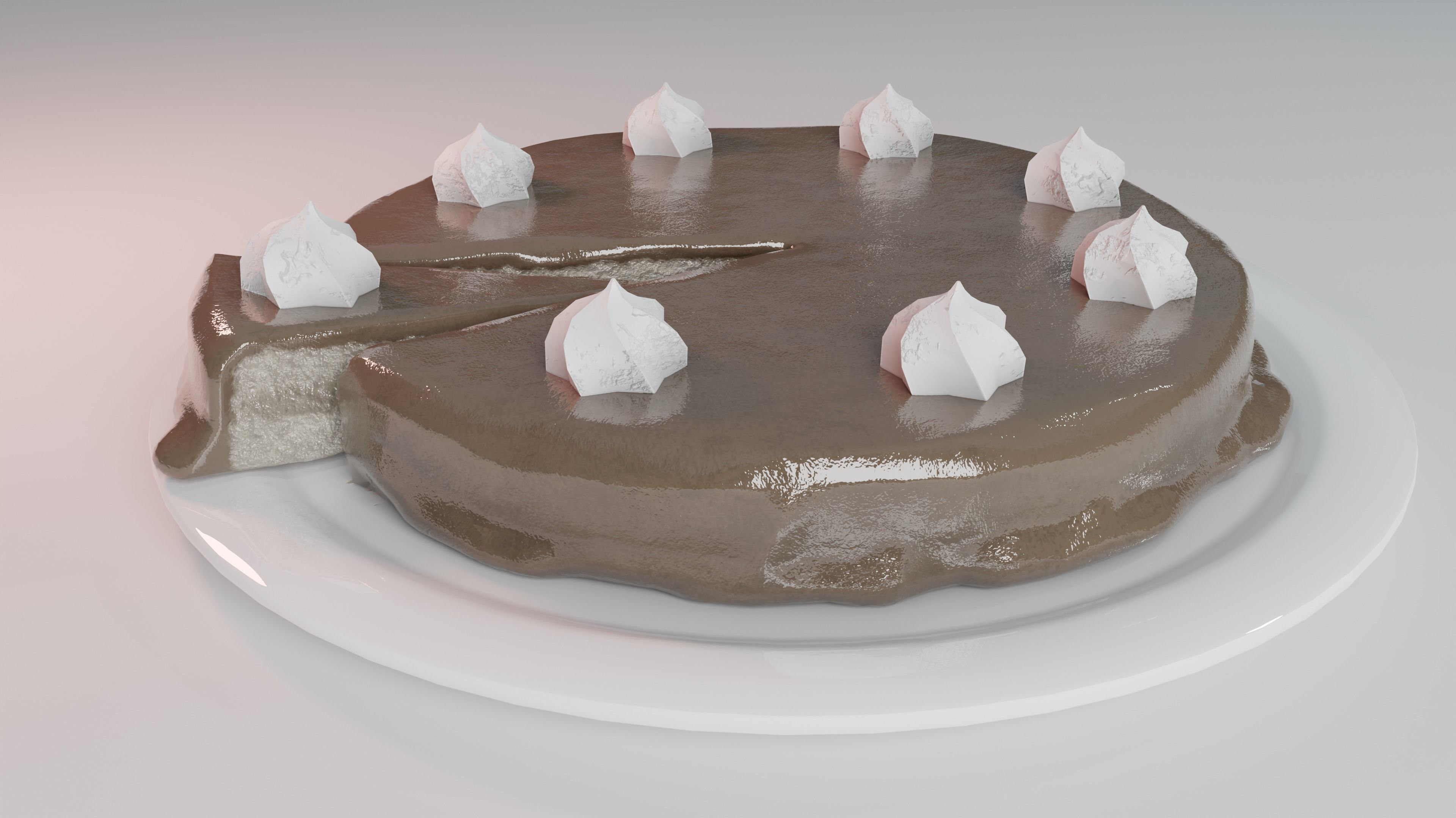 Chocolate Cake Low-poly 3D model_5