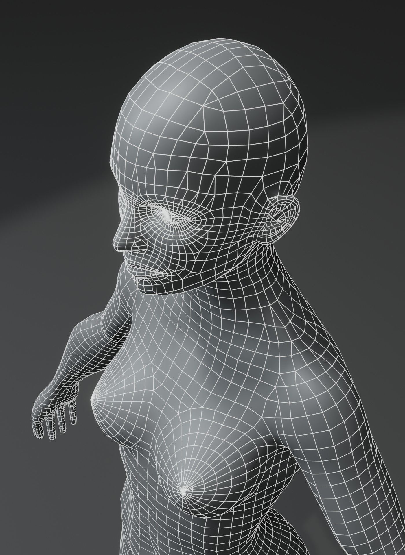 Female Body Base Mesh 3D Model 10k Polygons Low-poly 3D model_8