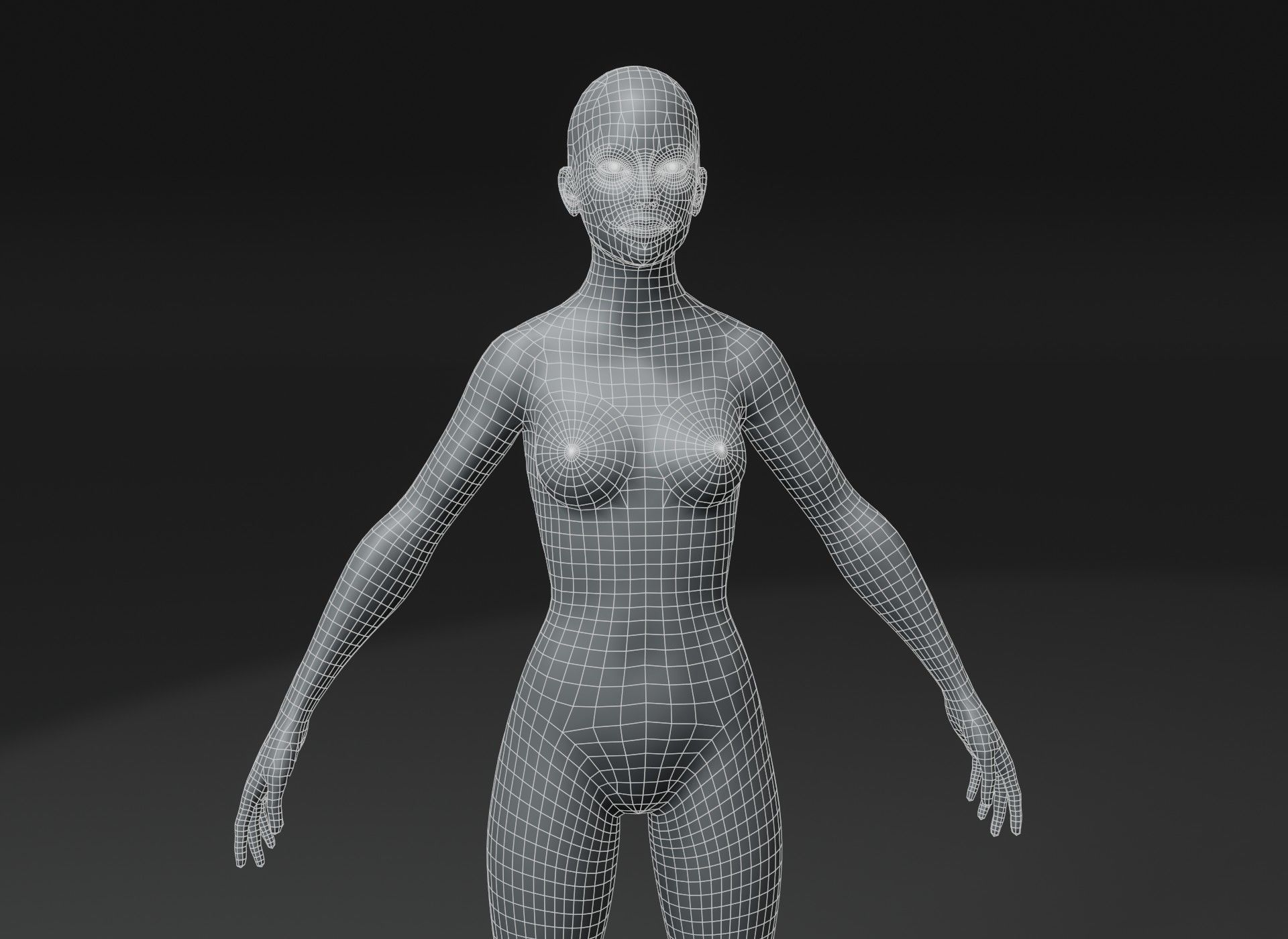 Female Body Base Mesh 3D Model 10k Polygons Low-poly 3D model_2