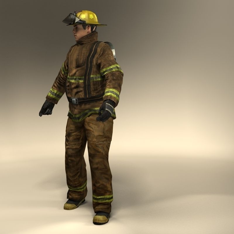 Firefigther Rigged 3D model_1