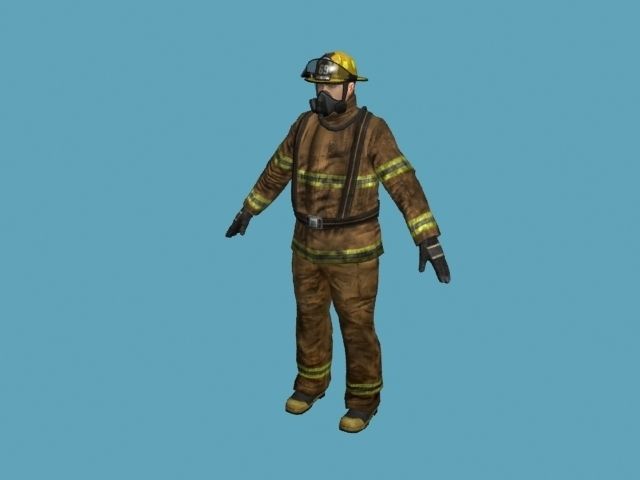 Firefigther Rigged 3D model_7