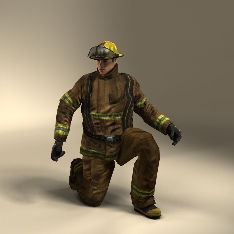 Firefigther Rigged 3D model_9