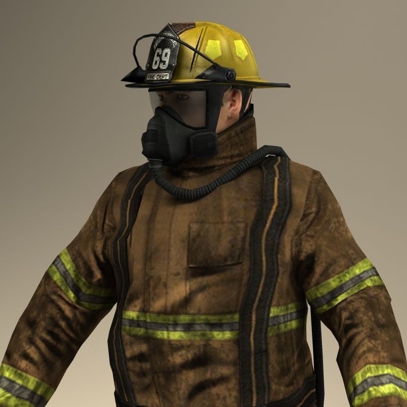 Firefigther Rigged 3D model_8