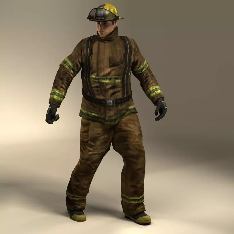 Firefigther Rigged 3D model_0