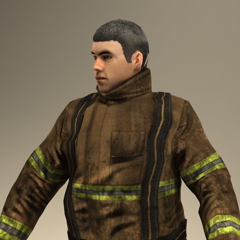 Firefigther Rigged 3D model_3