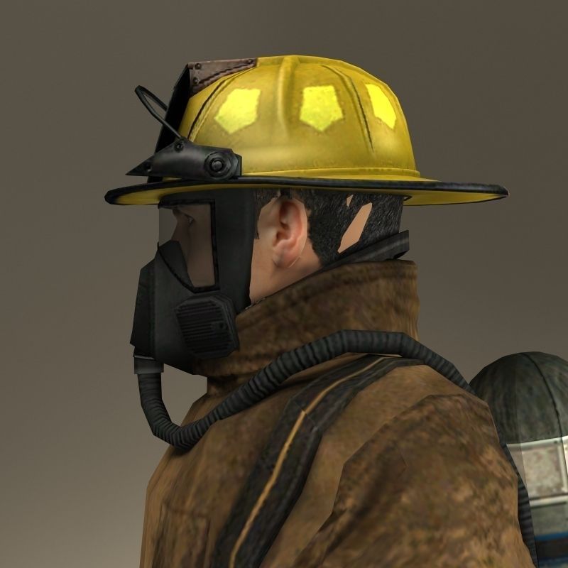 Firefigther Rigged 3D model_2