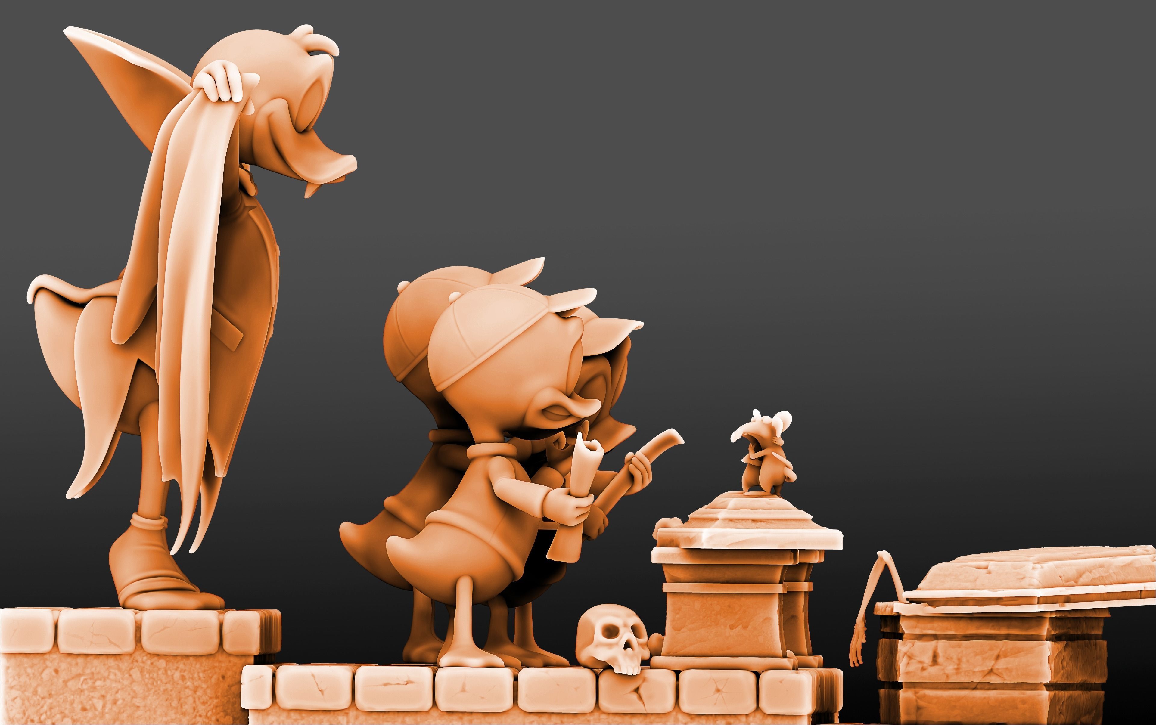 Diorama Donald Dracula Huey Dewey and Louie 3D print model_5