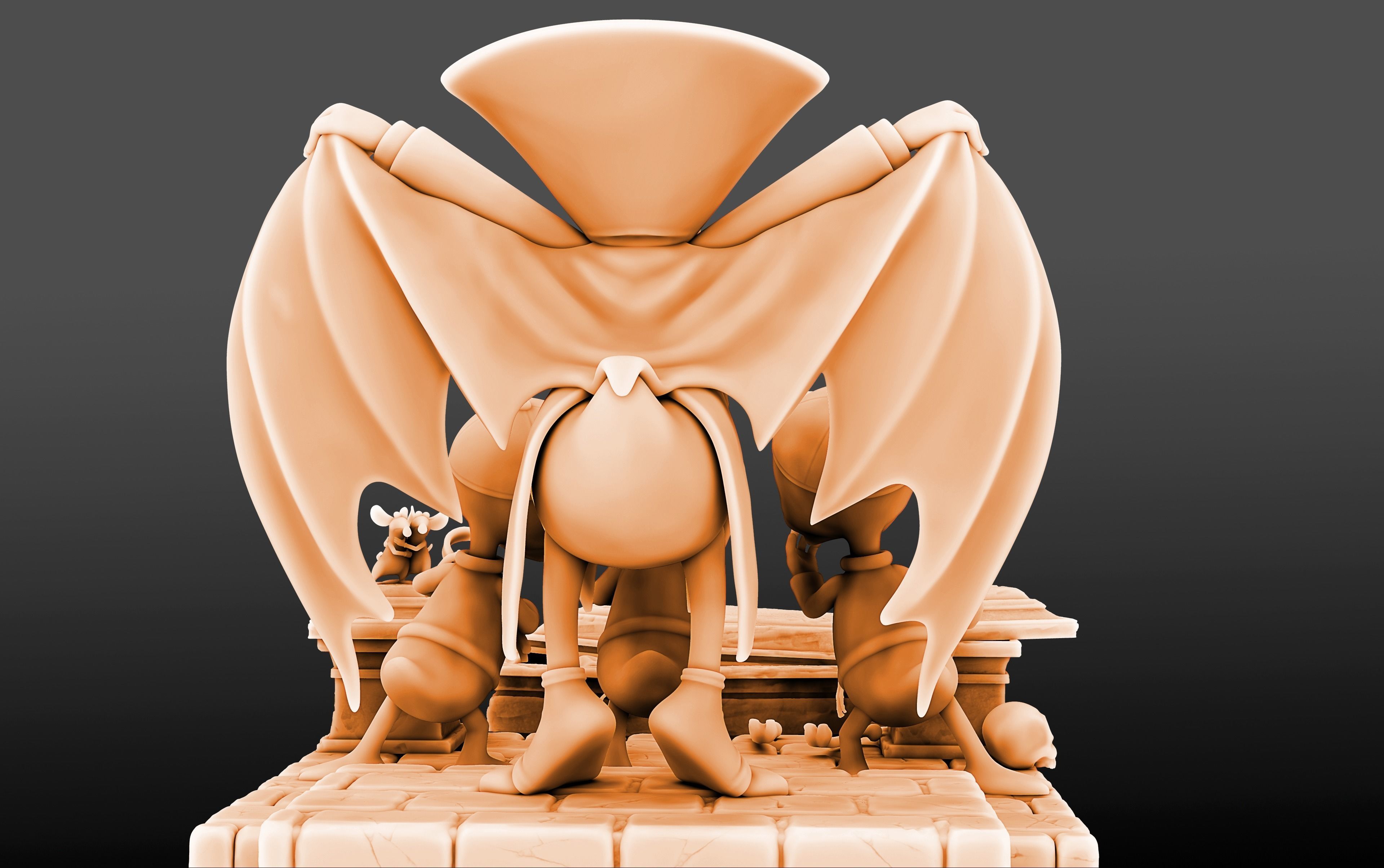 Diorama Donald Dracula Huey Dewey and Louie 3D print model_1