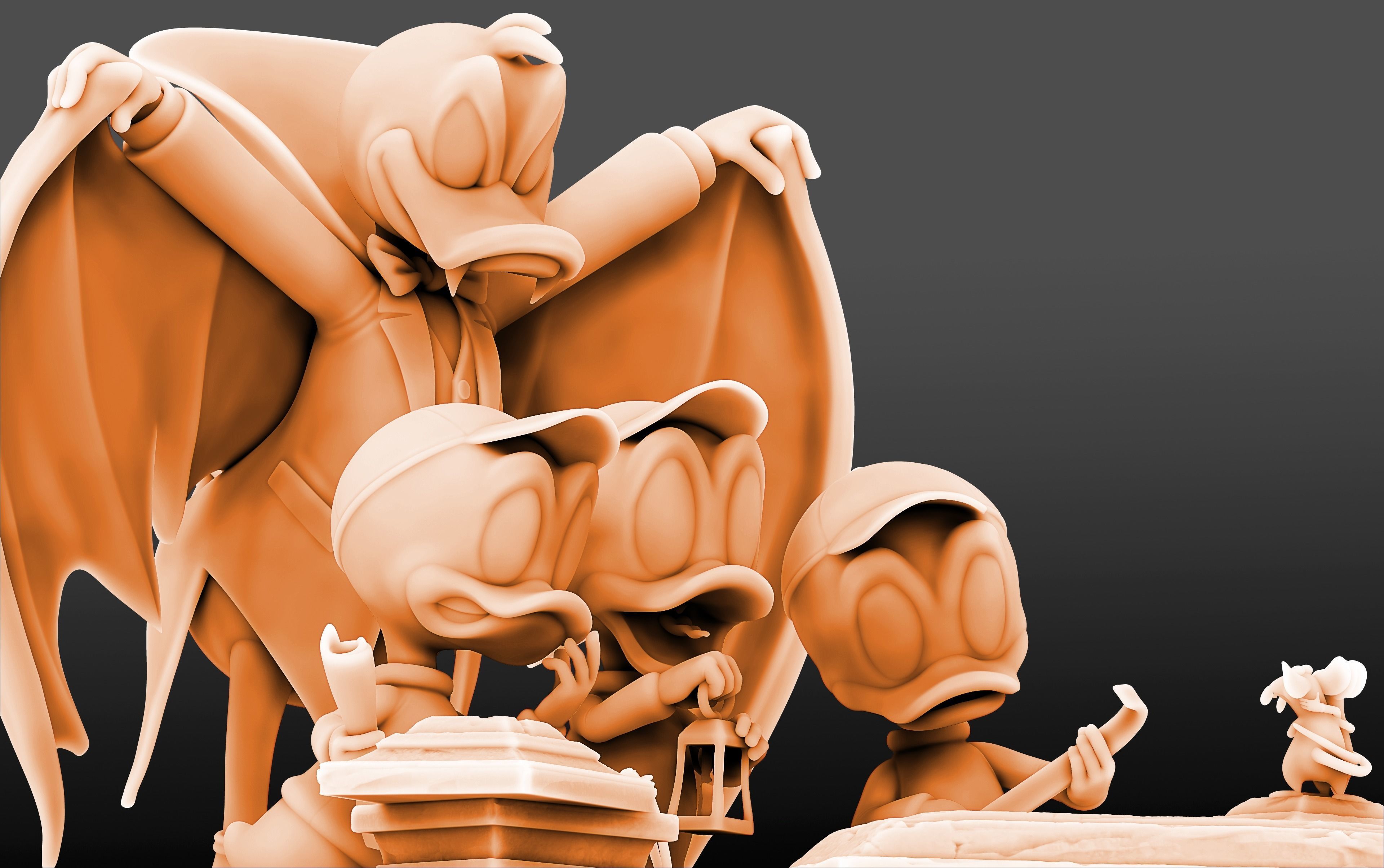 Diorama Donald Dracula Huey Dewey and Louie 3D print model_6