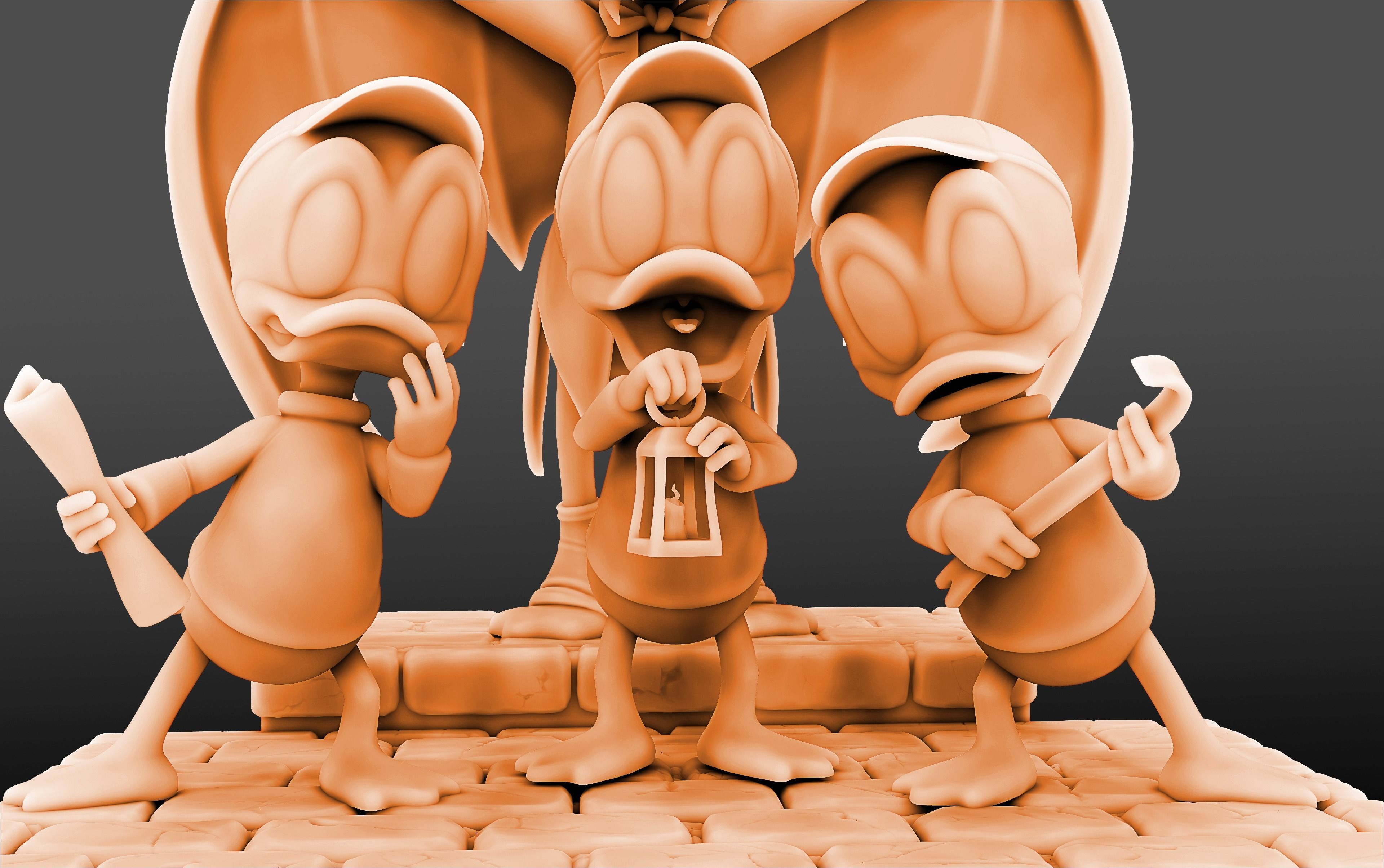 Diorama Donald Dracula Huey Dewey and Louie 3D print model_9