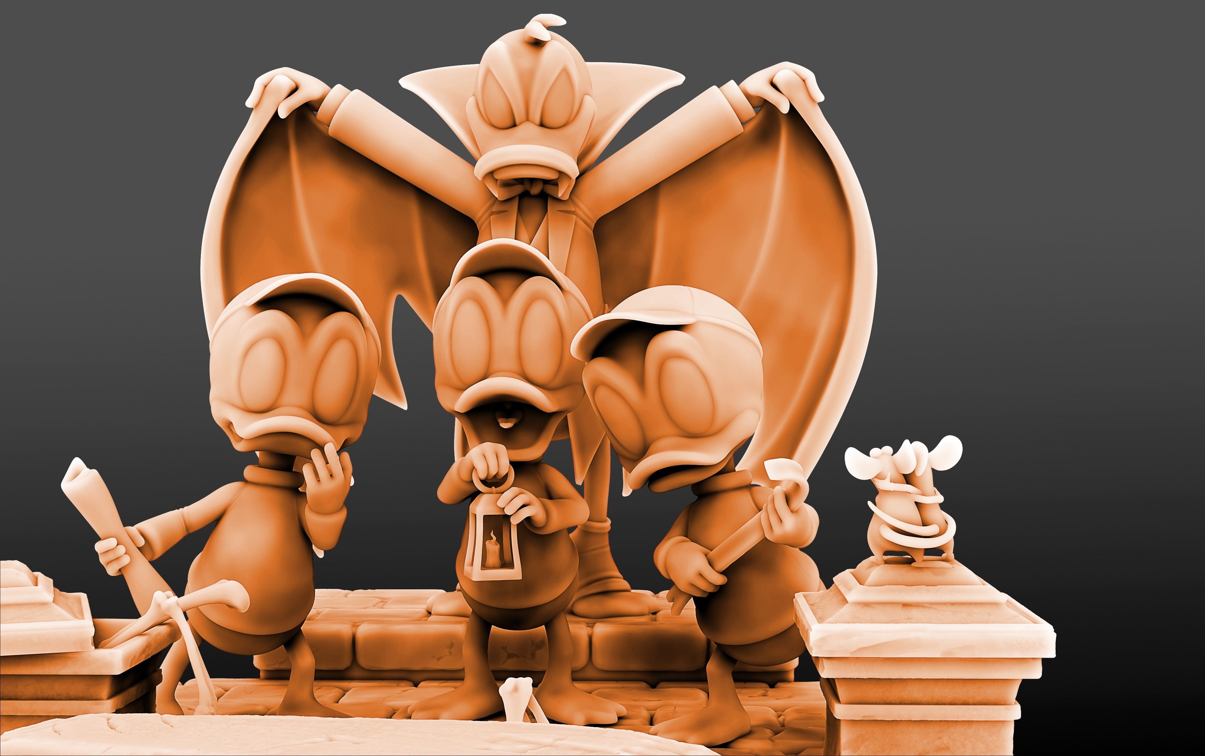 Diorama Donald Dracula Huey Dewey and Louie 3D print model_2