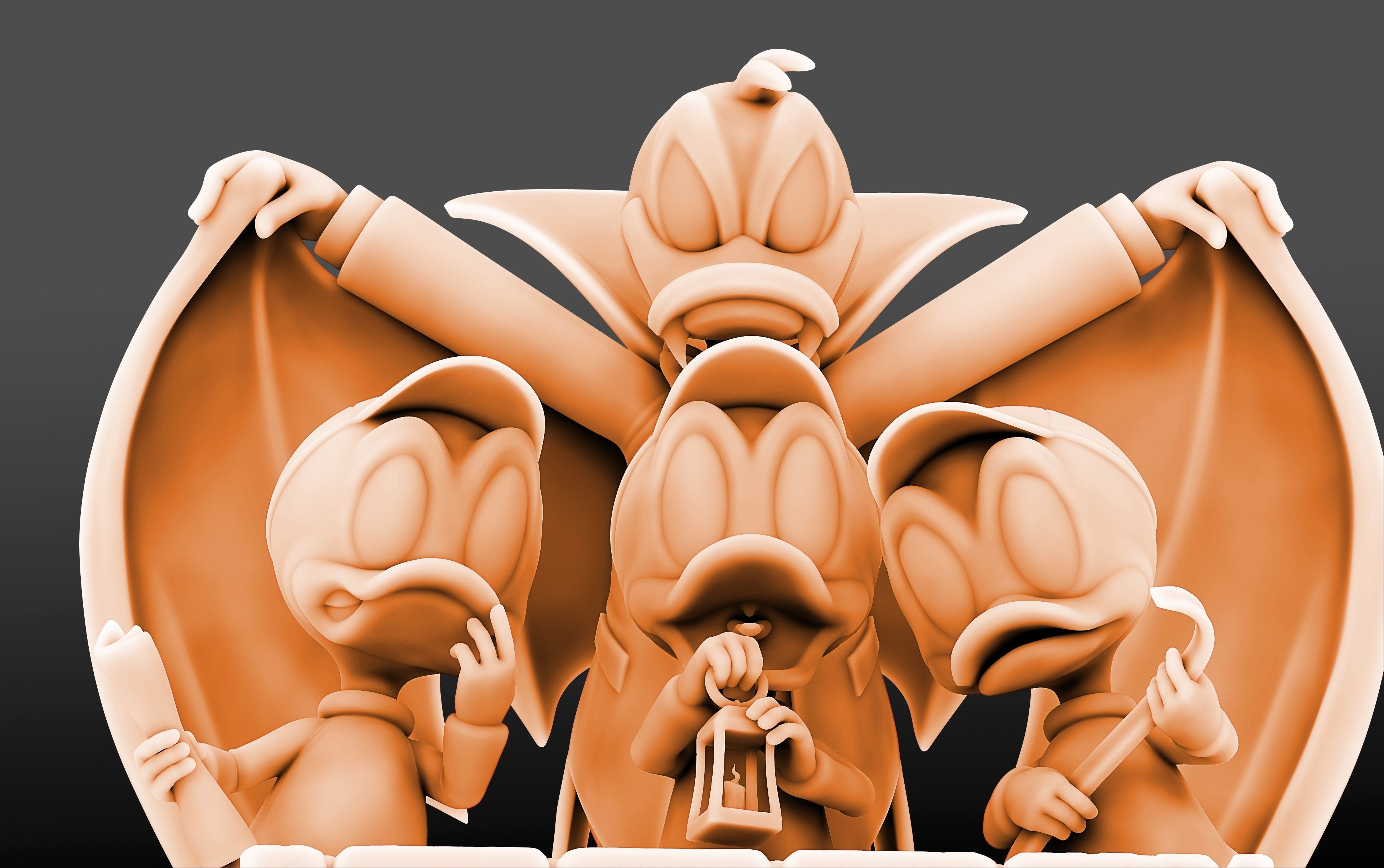 Diorama Donald Dracula Huey Dewey and Louie 3D print model_8